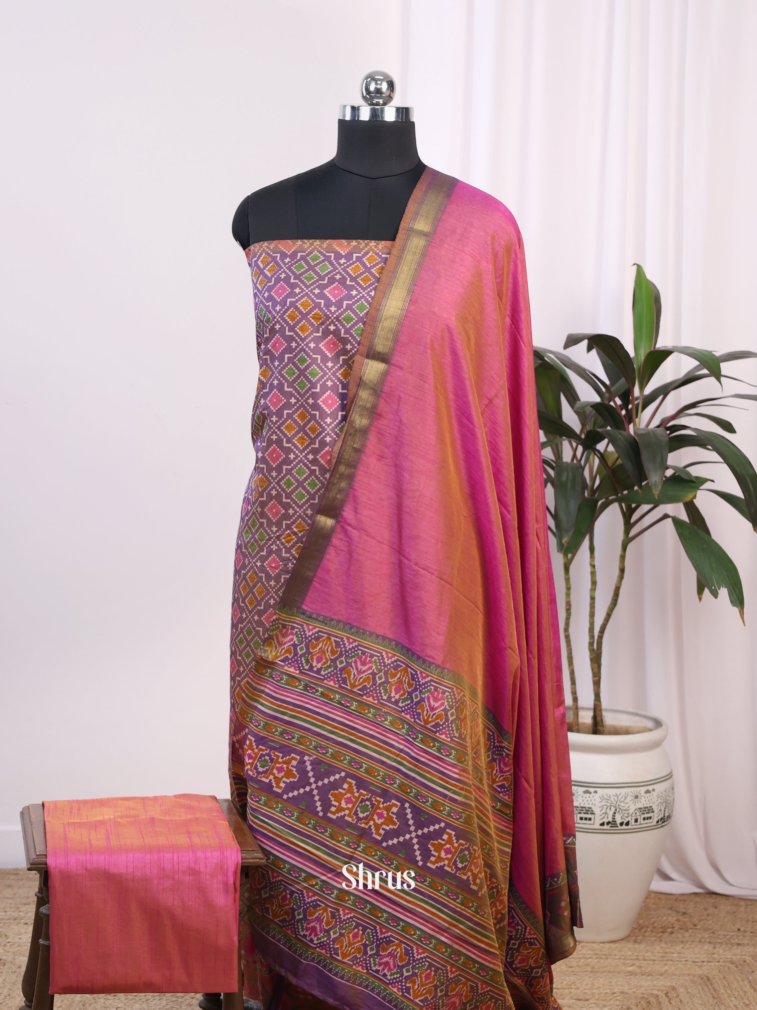 Purple & Pink -semi patola salwar - Shop on Shrus.com