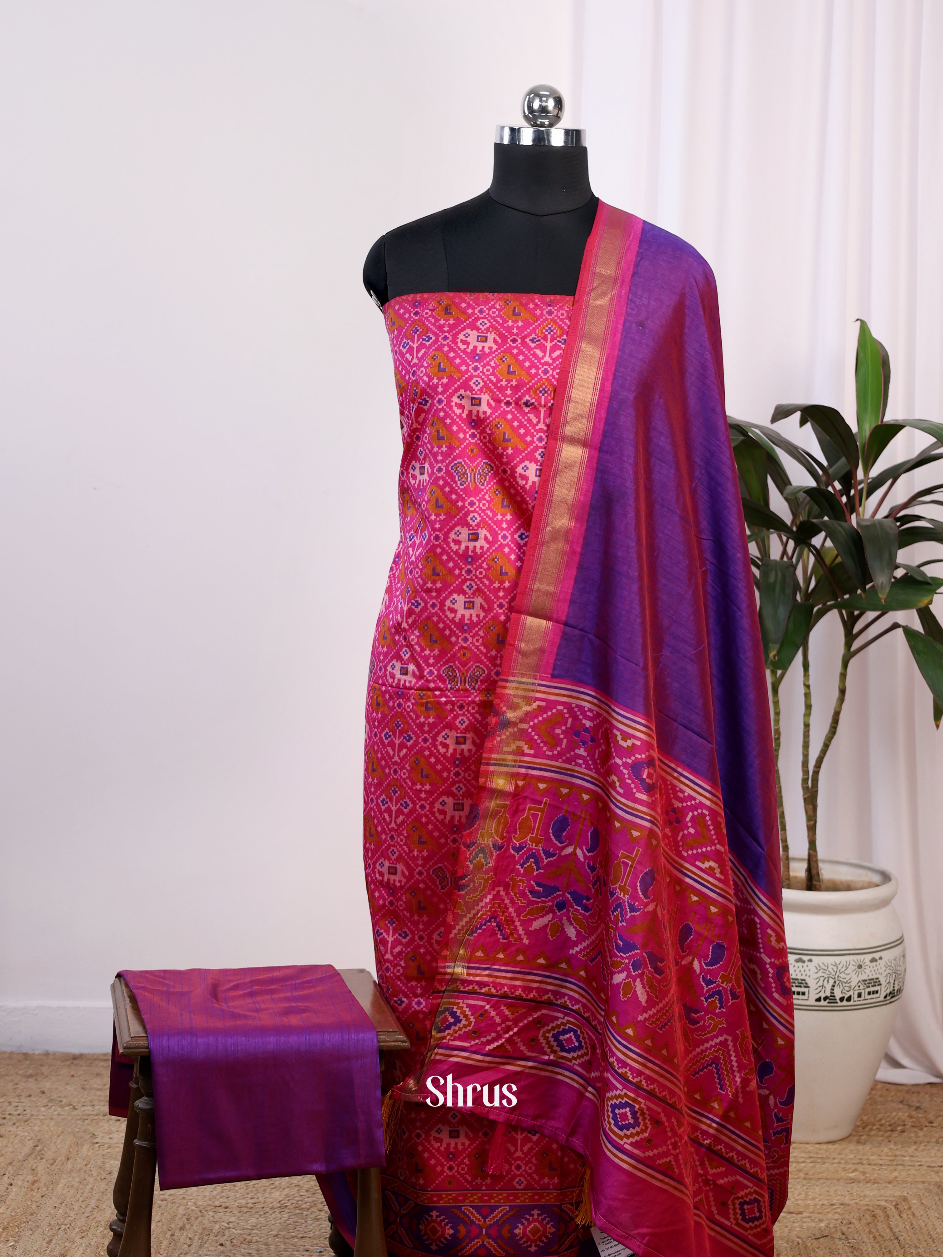 Pink & Purple - Semi Patola salwar - Shop on Shrus.com