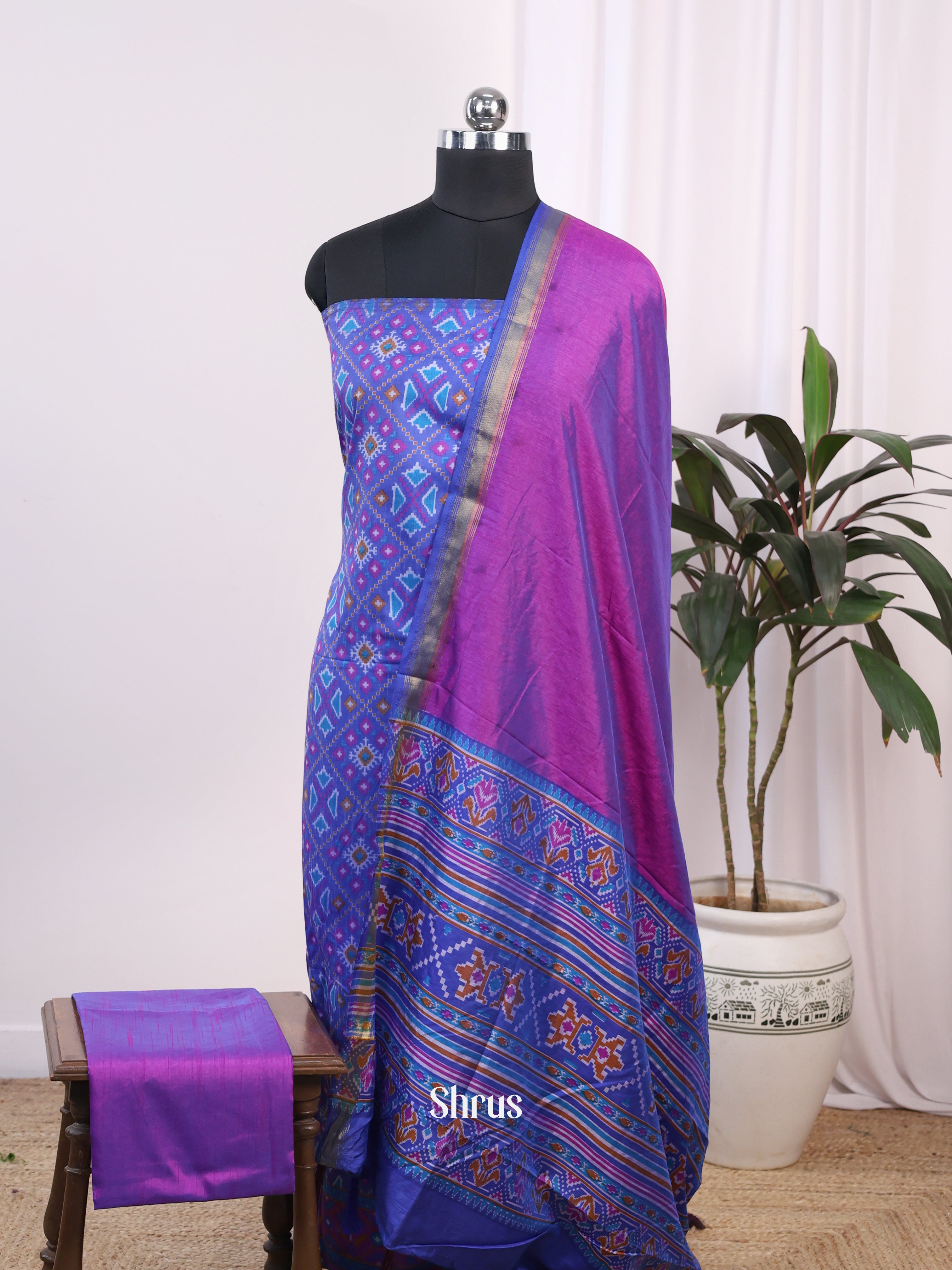 Blue & Purple -semi patola salwar - Shop on Shrus.com