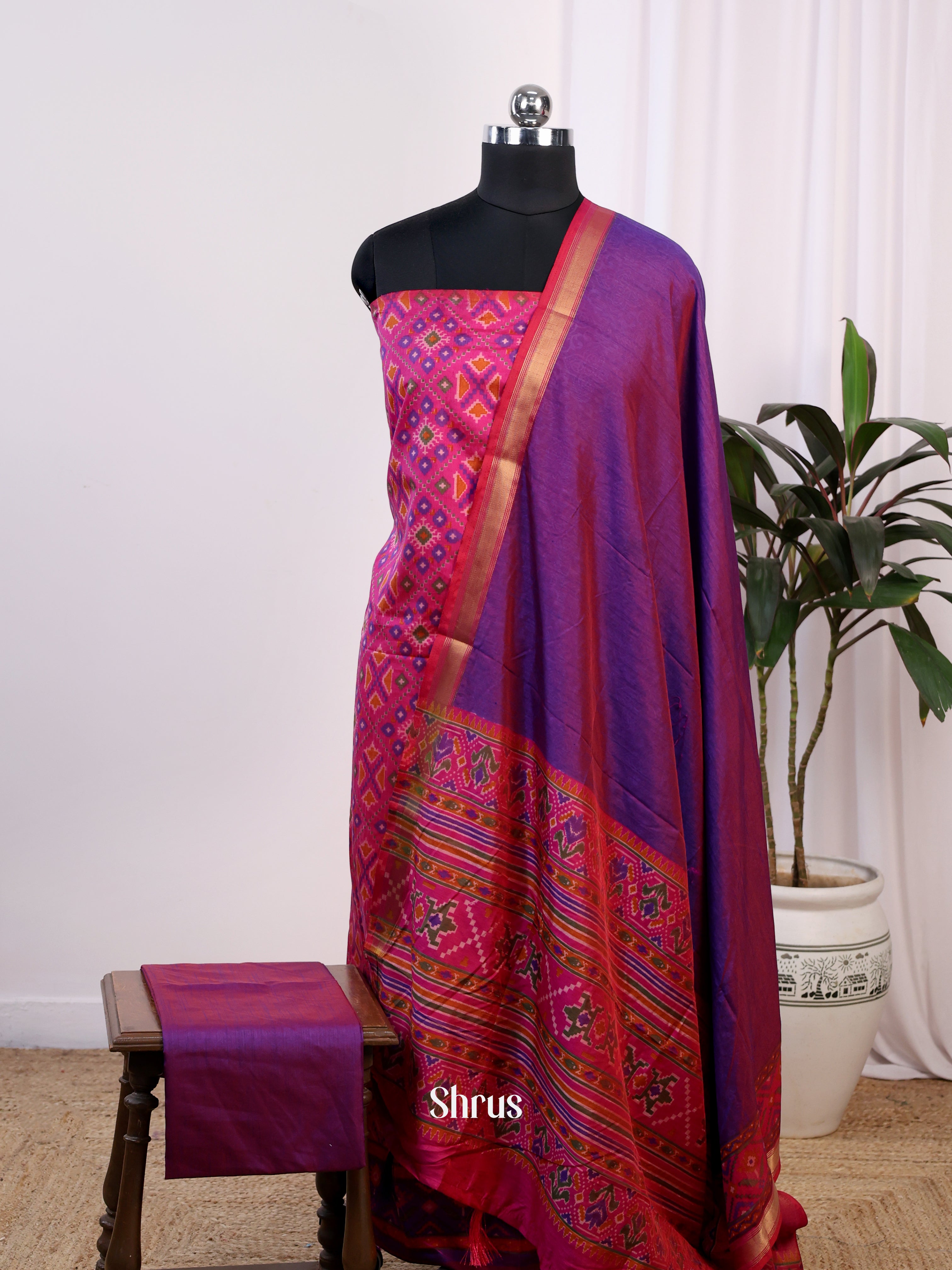 Pink & Purple - semi patola salwar - Shop on Shrus.com