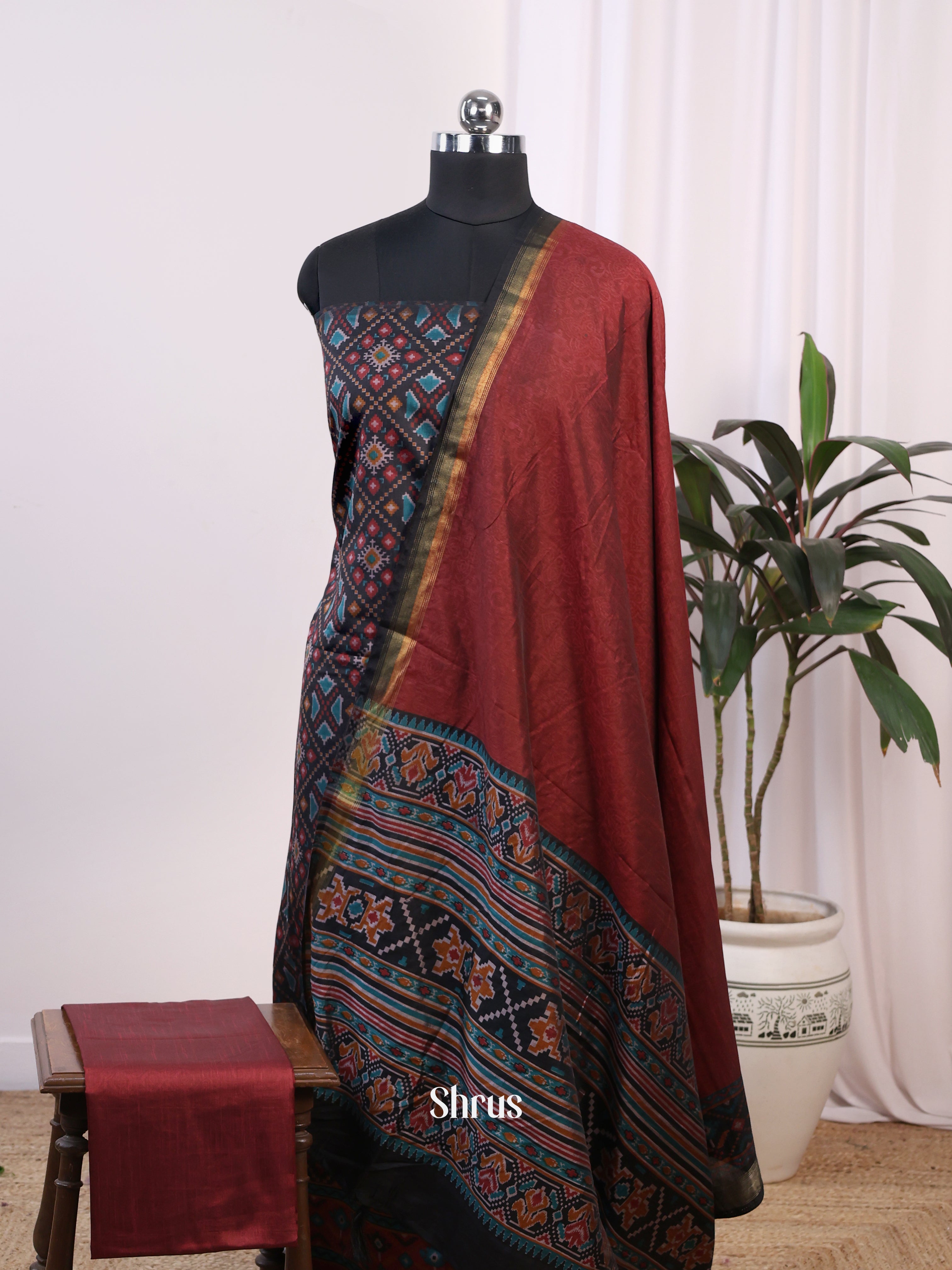 black & Maroon -semi patola salwar - Shop on Shrus.com