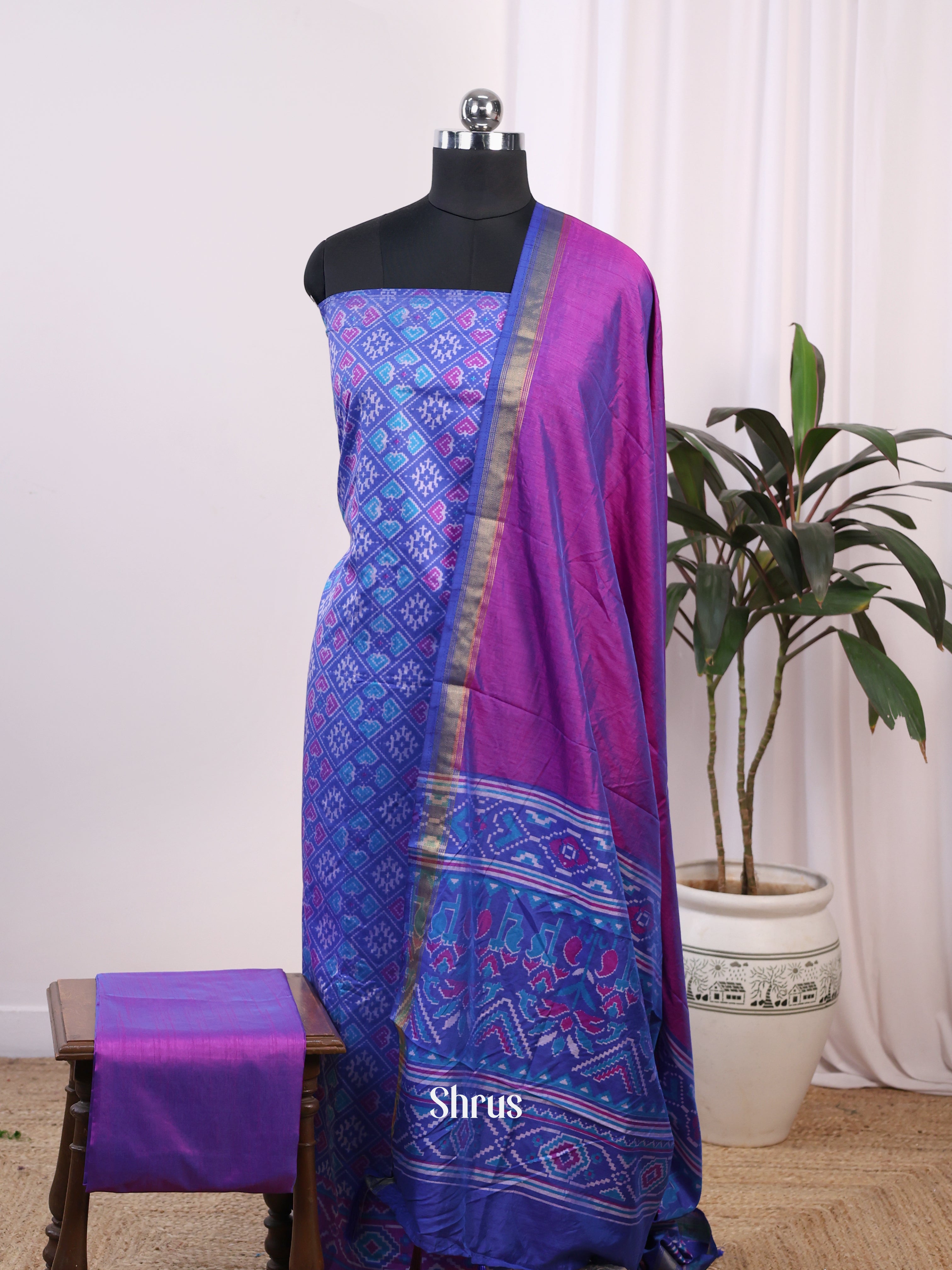 Blue & Purple -semi patola salwar - Shop on Shrus.com