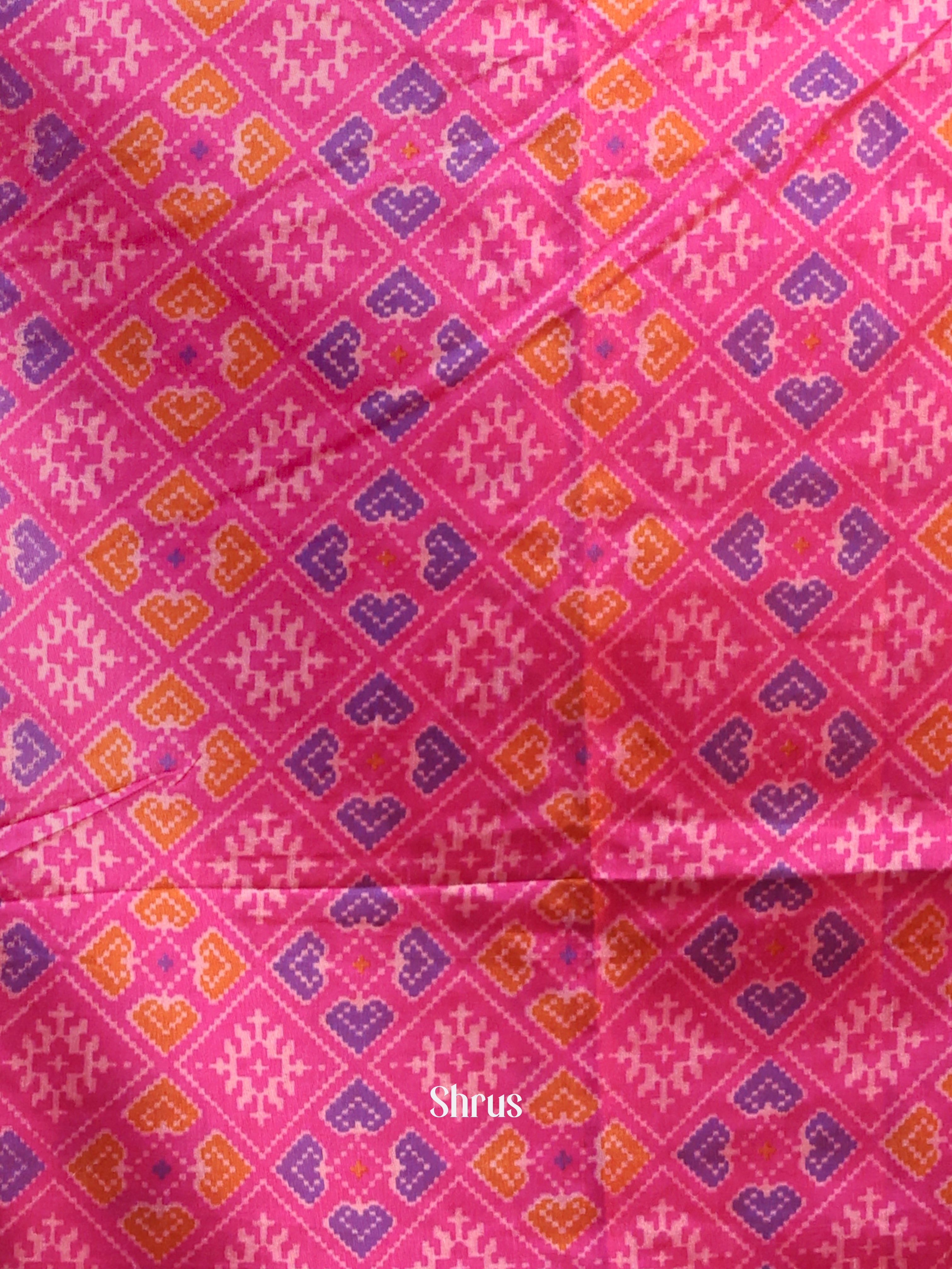 Pink & Purple -Semi Patola Unstitched Top, Bottom & Dupatta- CJS25511 - Shop on Shrus.com