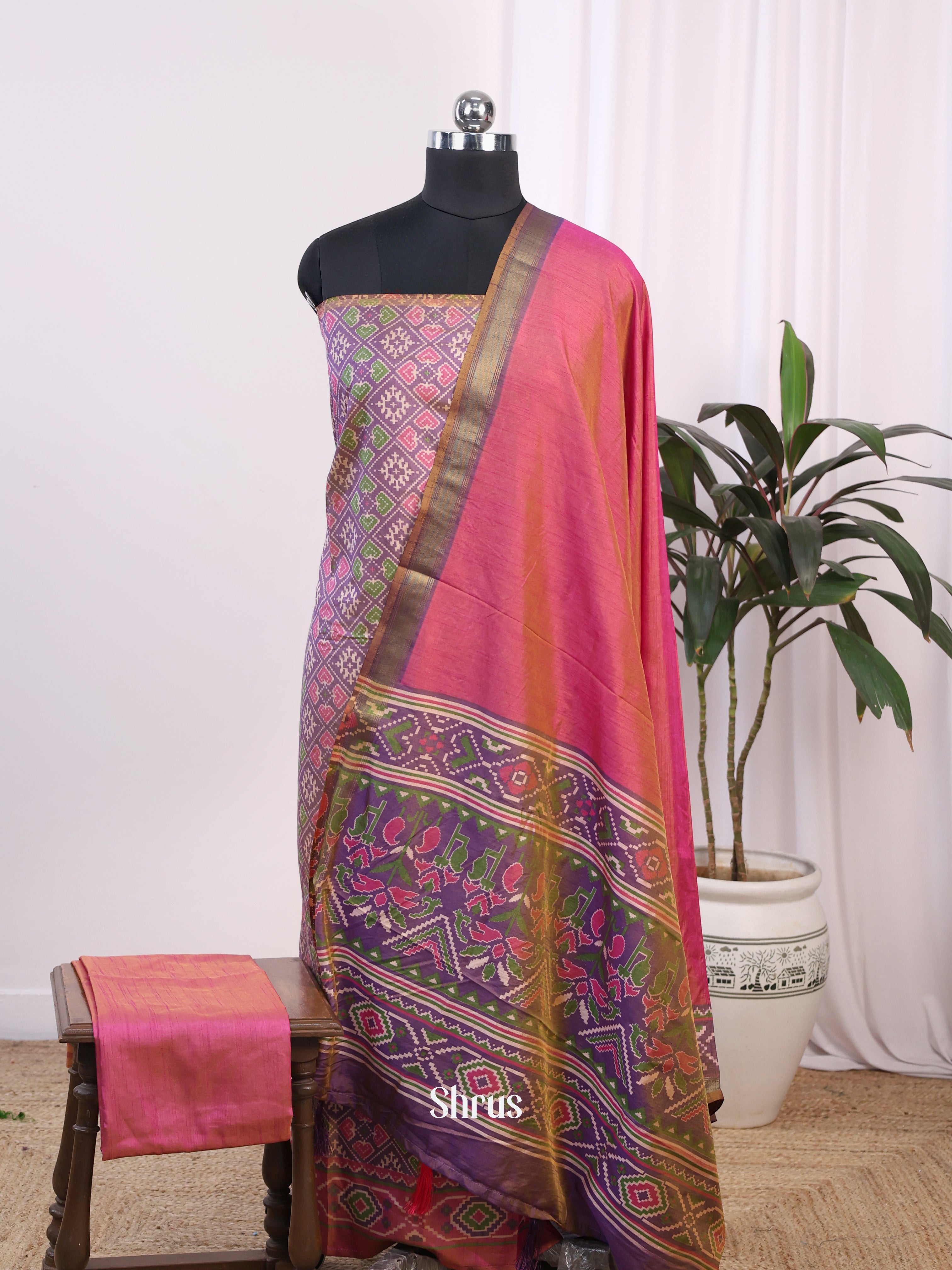 Double Shaded Purple Pink -semi patola salwar - Shop on Shrus.com