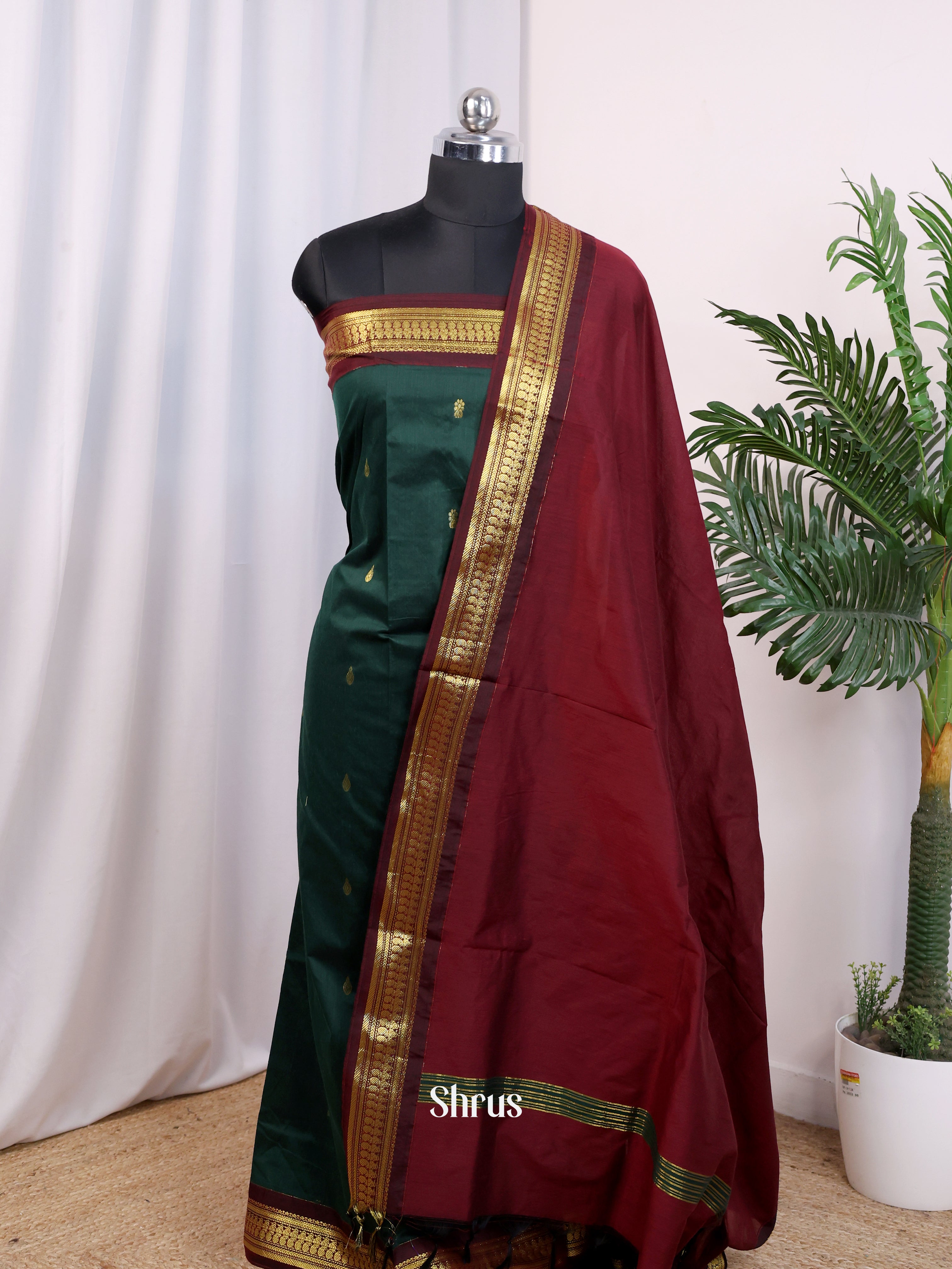 Green & Maroon - Kalyani Cotton salwar unstitch - Shop on Shrus.com