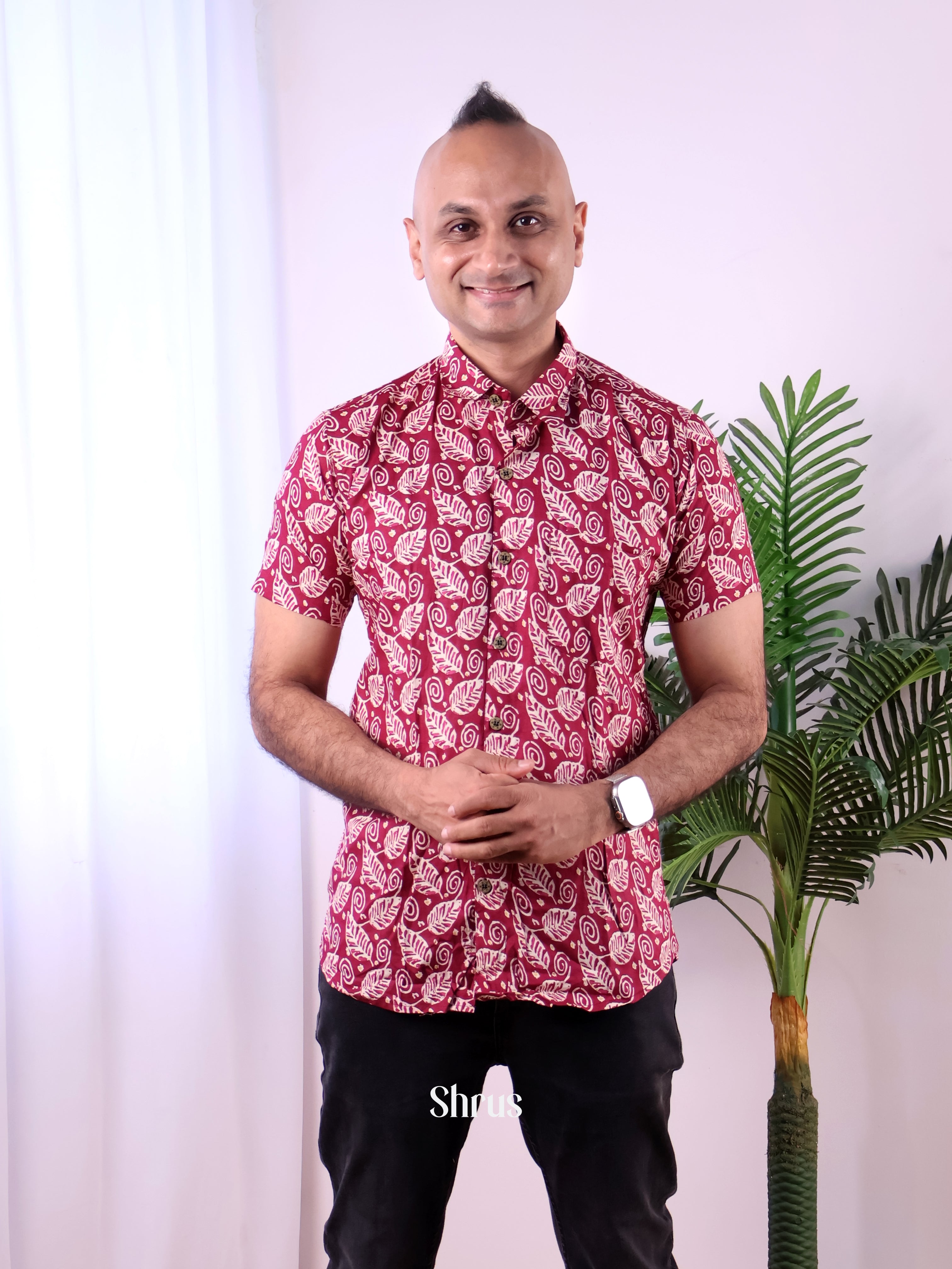 Maroon - Readymade Mens Shirt - Shop on Shrus.com