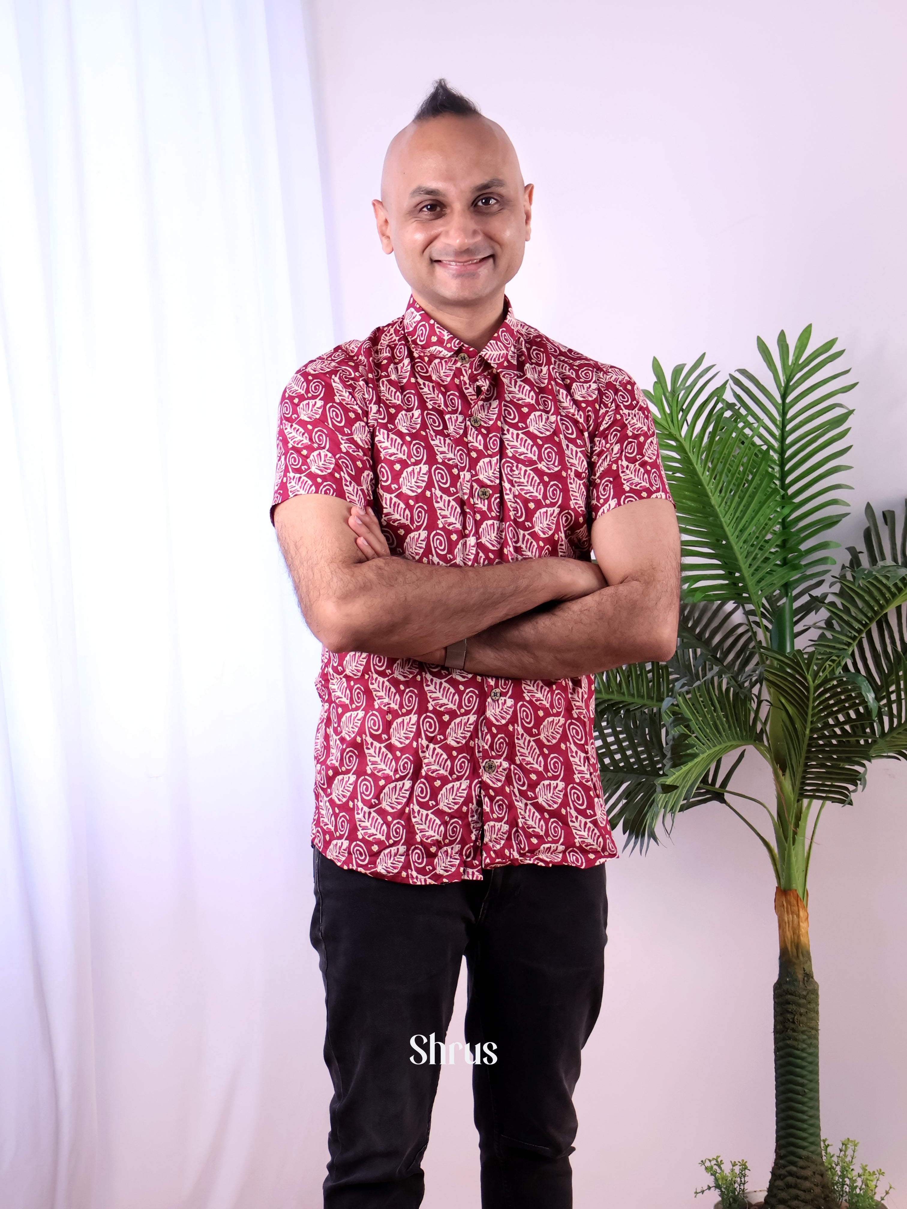 Maroon - Readymade Mens Shirt - Shop on Shrus.com