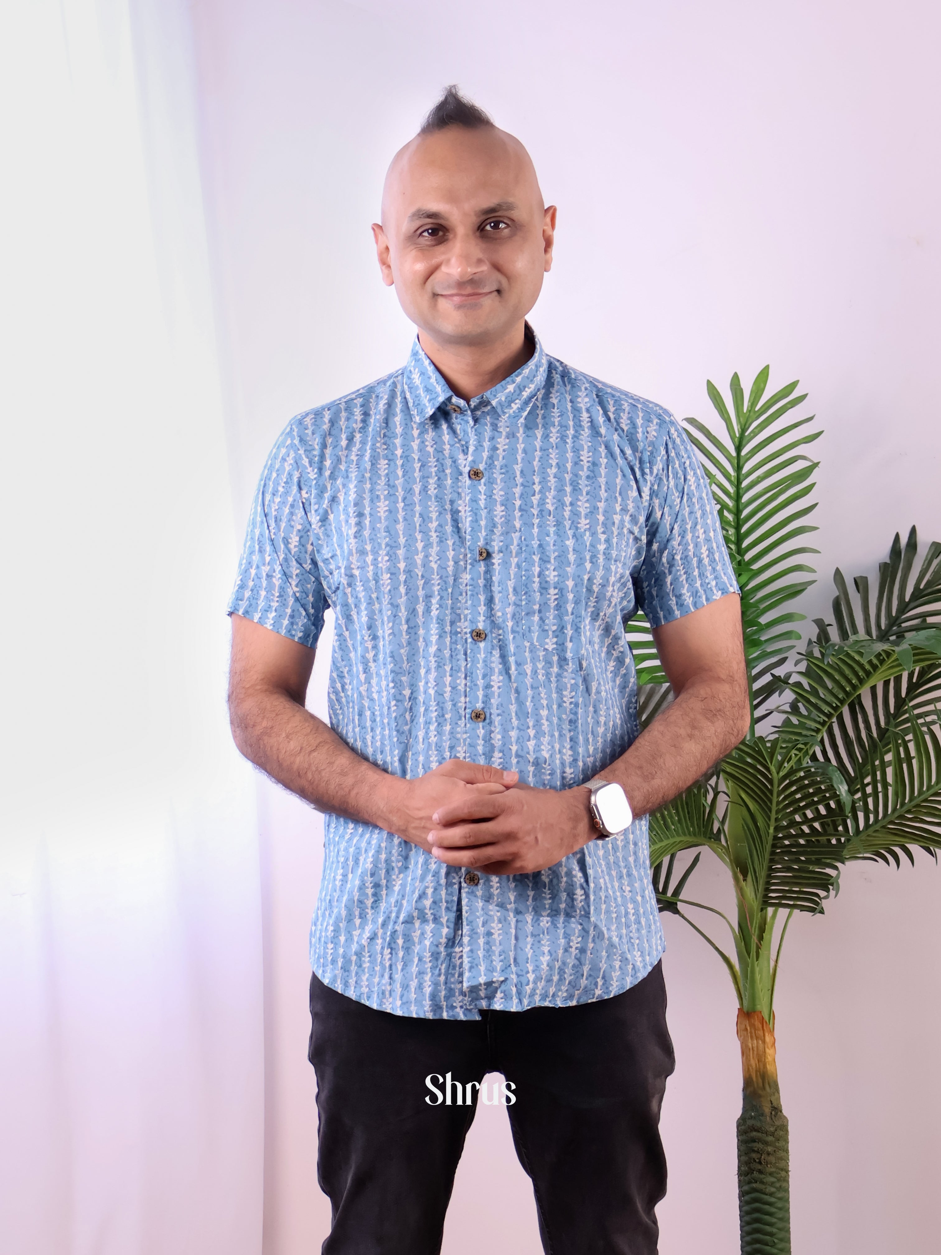 Blue- Readymade Mens Shirt - Shop on Shrus.com