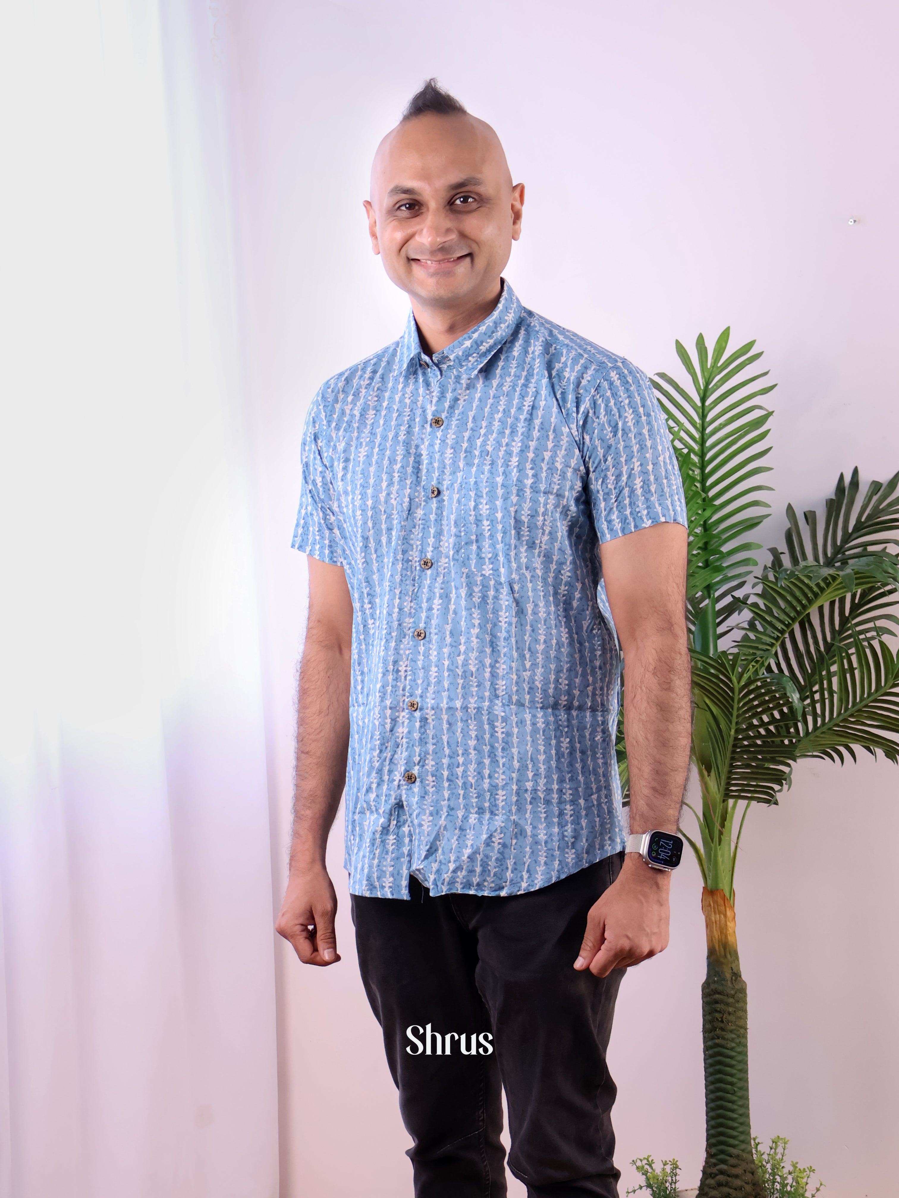 Blue- Readymade Mens Shirt - Shop on Shrus.com