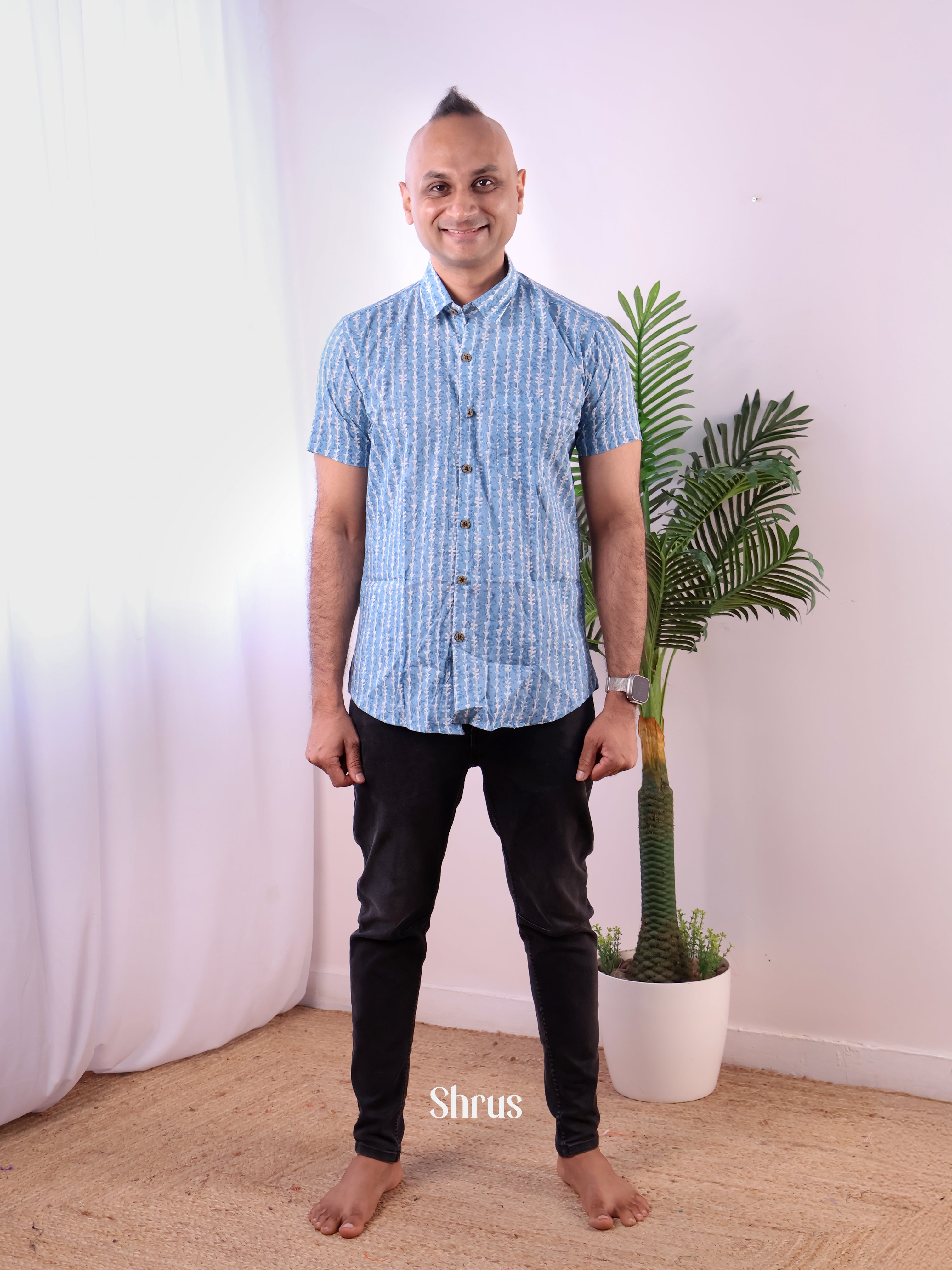 Blue- Readymade Mens Shirt - Shop on Shrus.com