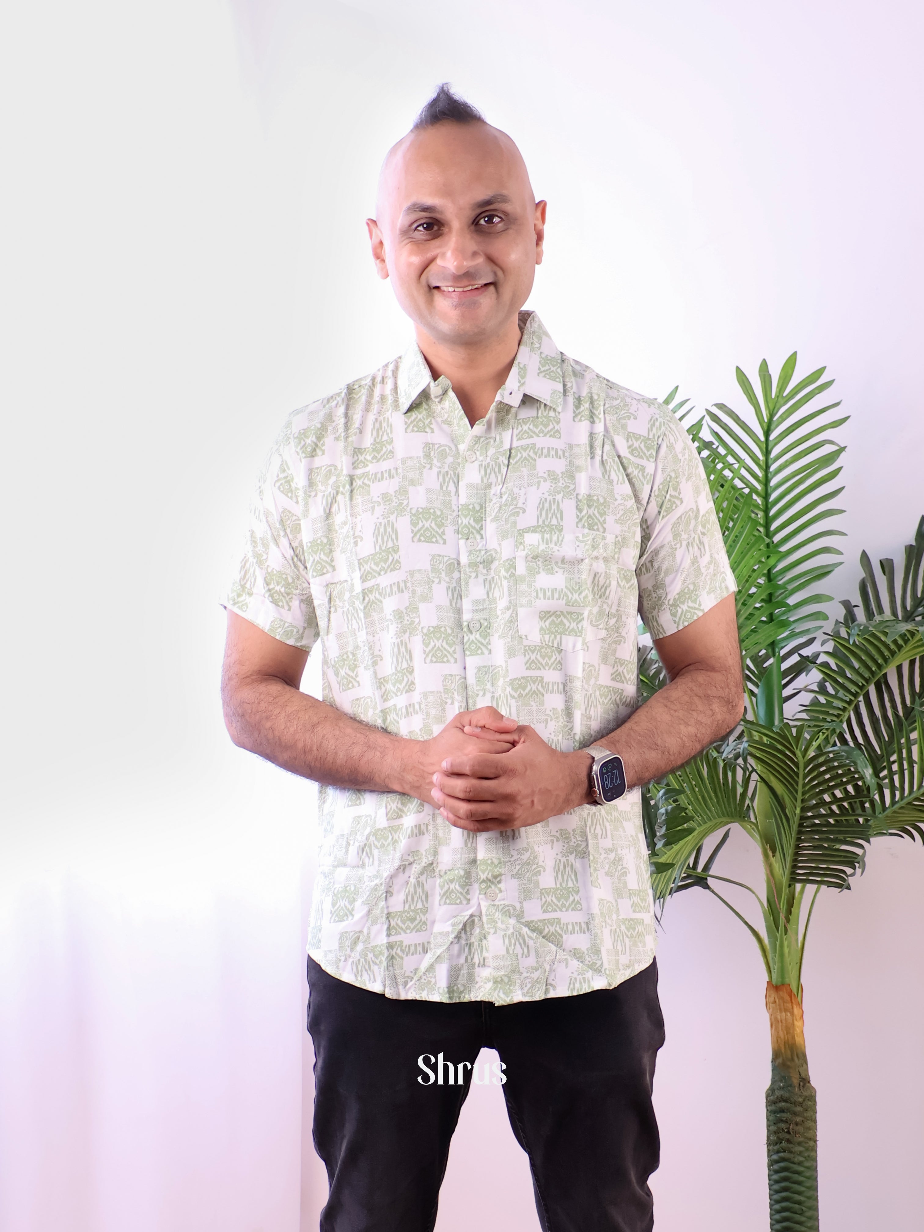 White & Green - Readymade Mens Shirt - Shop on Shrus.com