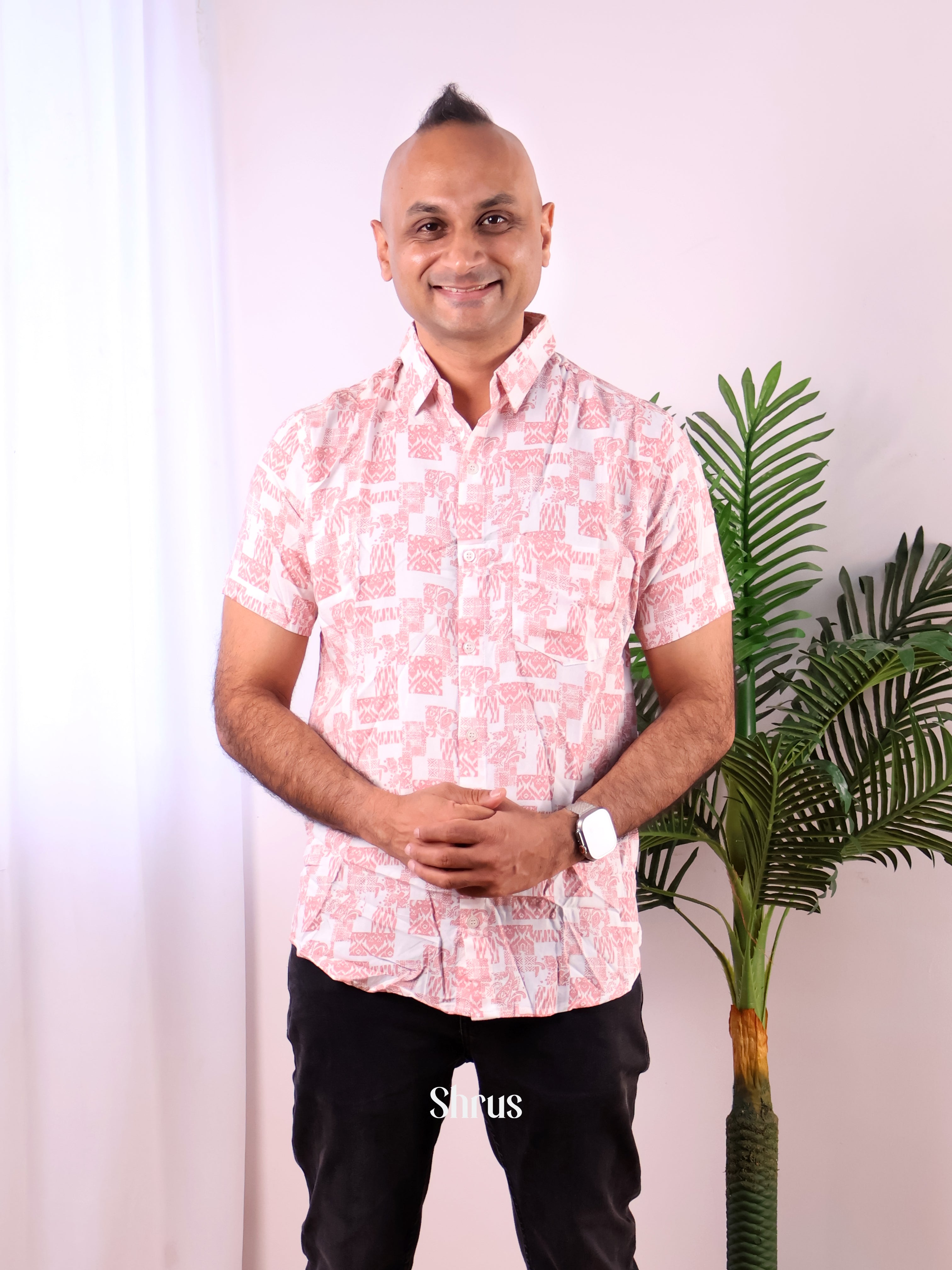 White & Pink - Readymade Mens Shirt - Shop on Shrus.com