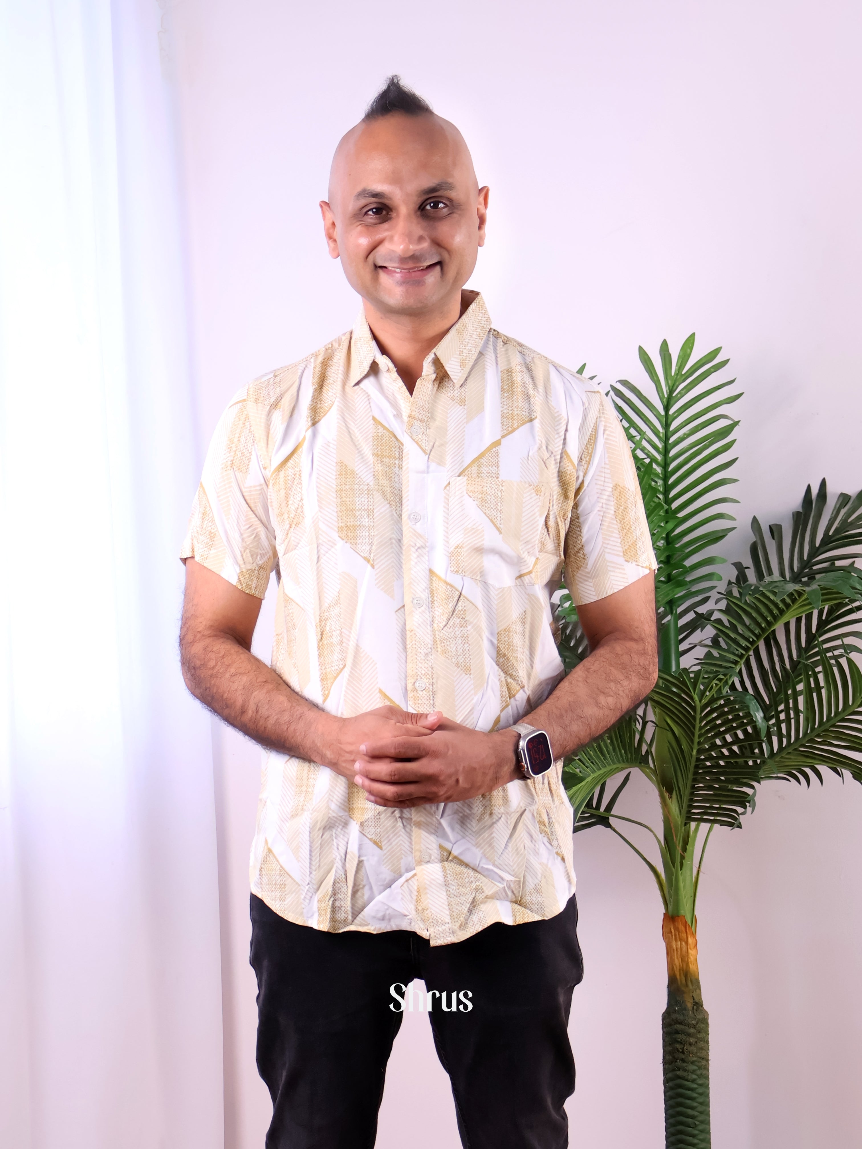 White & Brown - Readymade Mens Shirt - Shop on Shrus.com