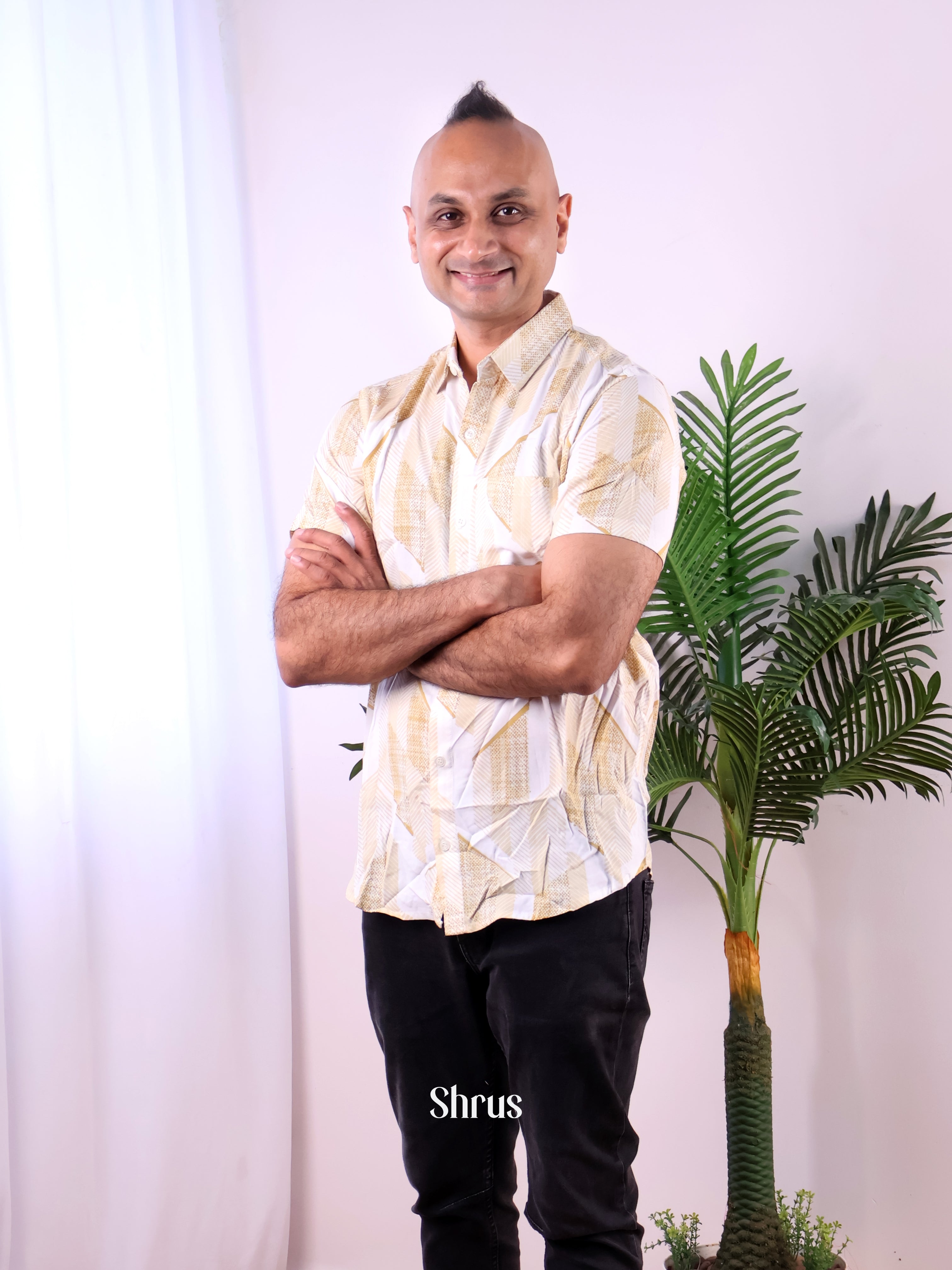 White & Brown - Readymade Mens Shirt - Shop on Shrus.com