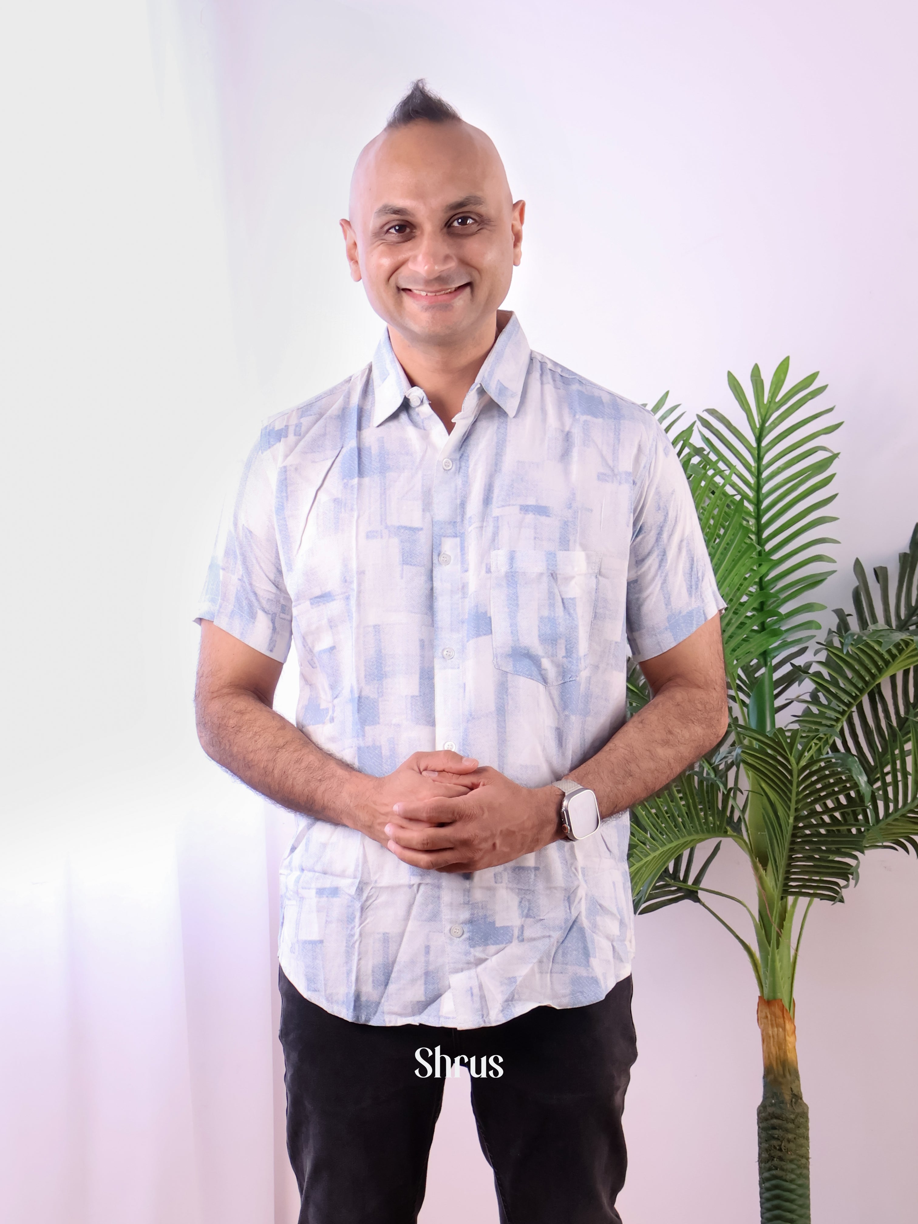 White & Blue- Readymade Mens Shirt - Shop on Shrus.com