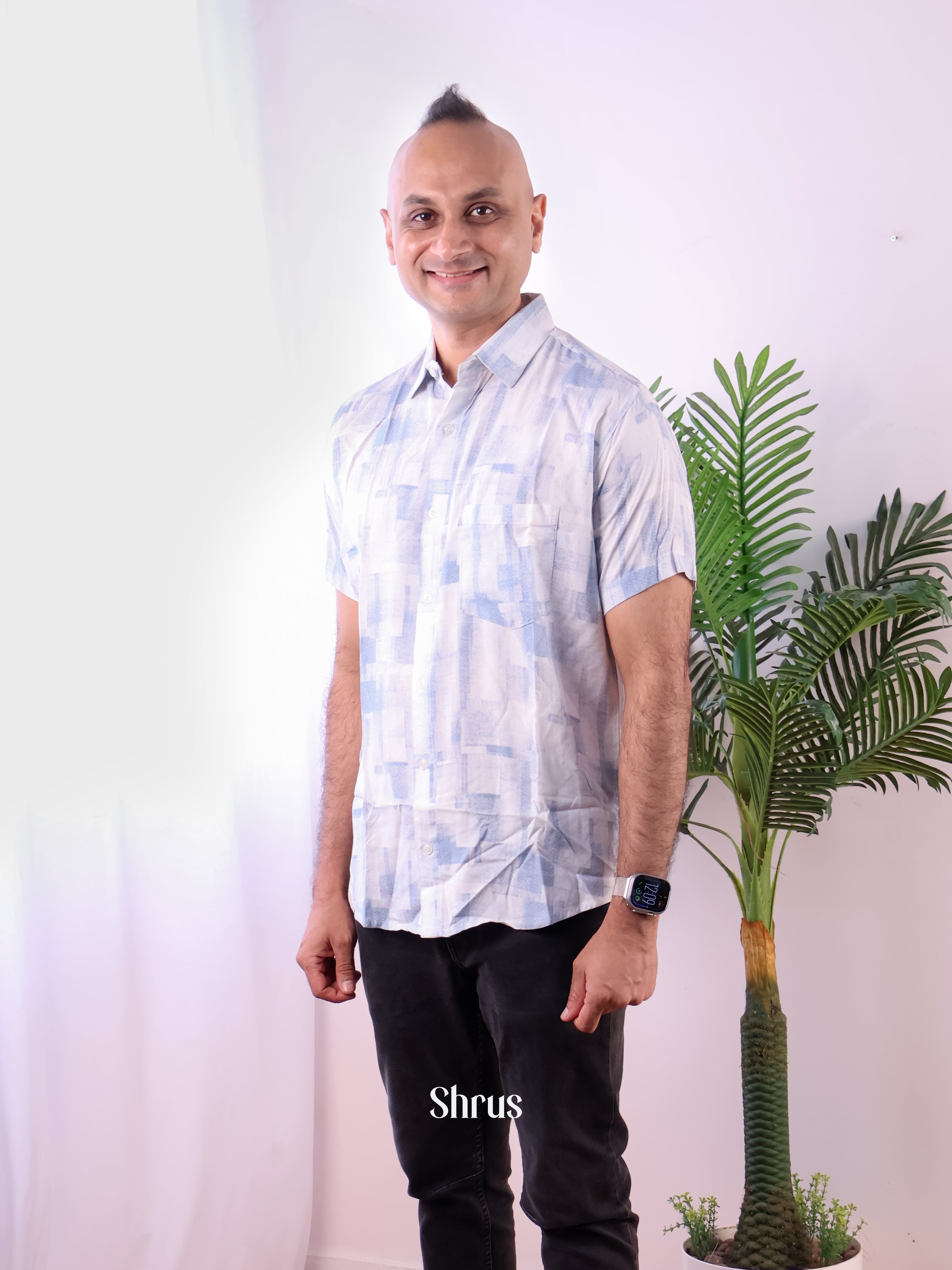 White & Blue- Readymade Mens Shirt - Shop on Shrus.com
