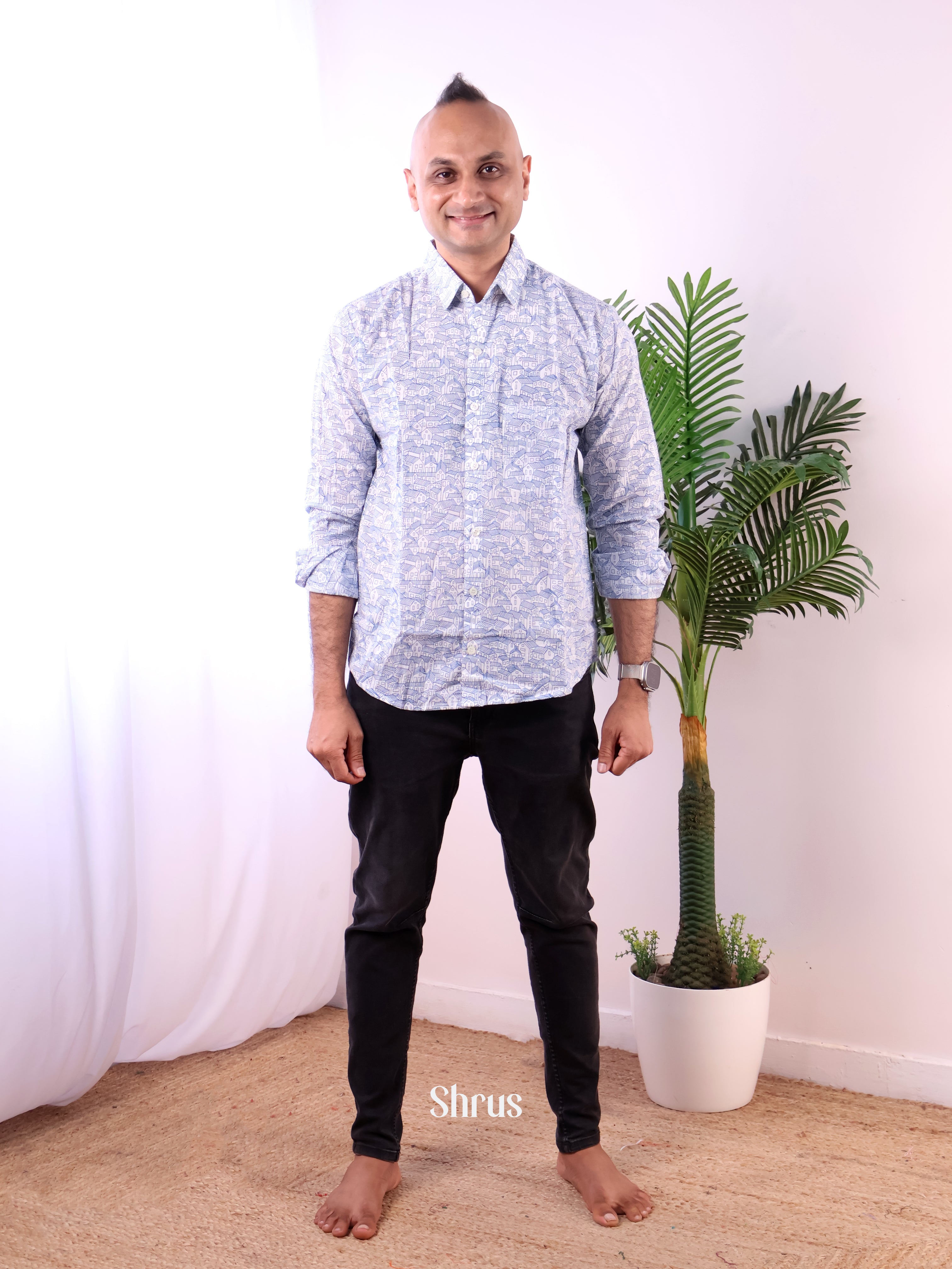 White & Blue - Readymade Mens Shirt - Shop on Shrus.com
