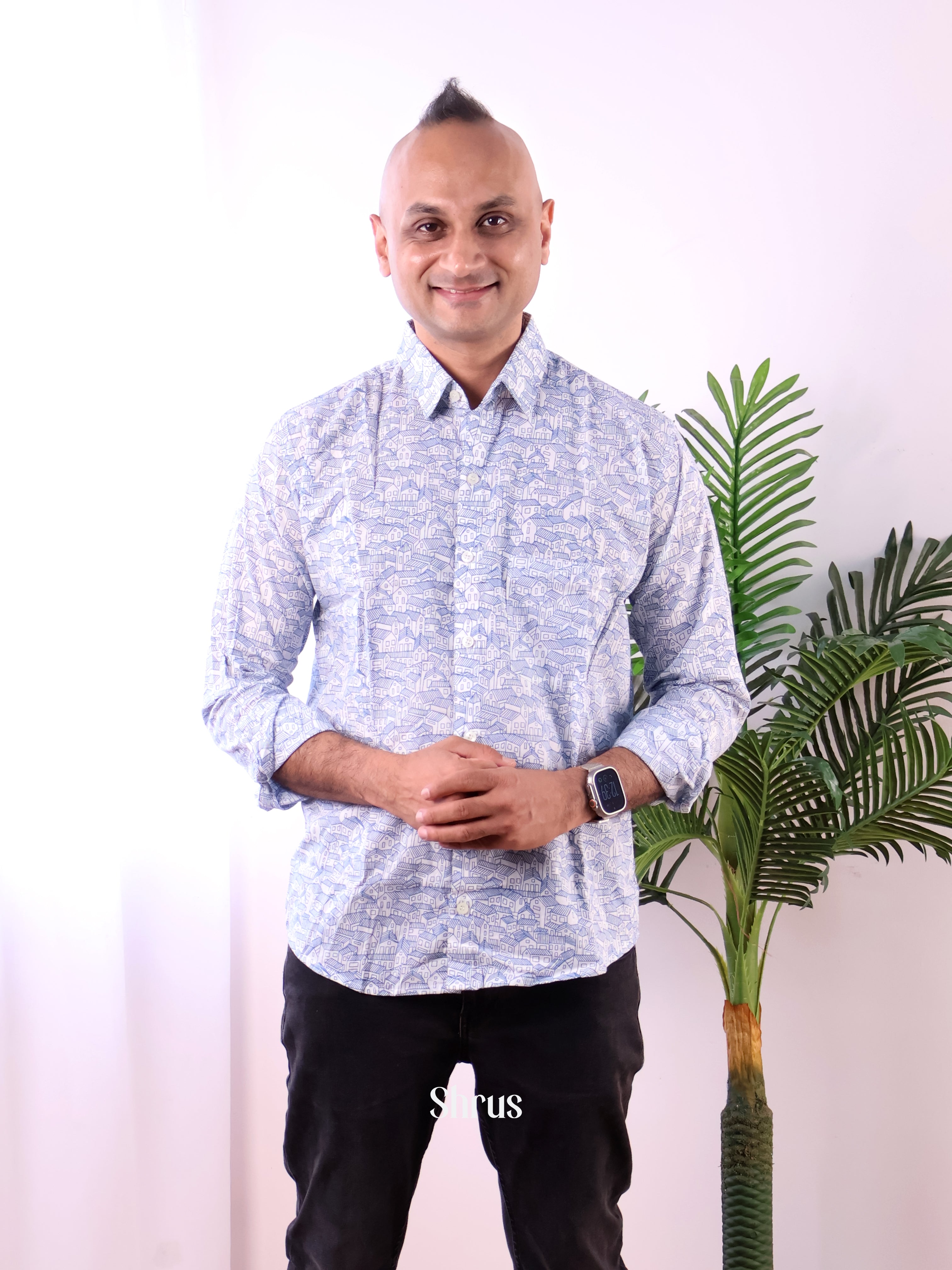 White & Blue - Readymade Mens Shirt - Shop on Shrus.com
