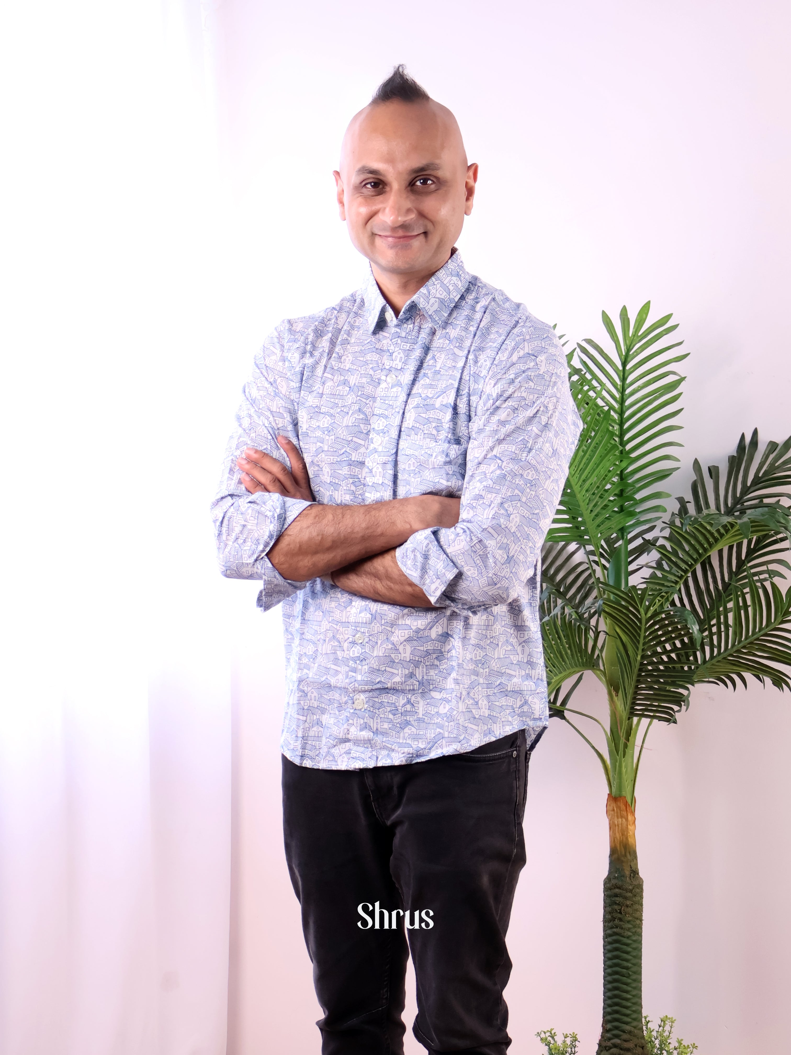 White & Blue - Readymade Mens Shirt - Shop on Shrus.com