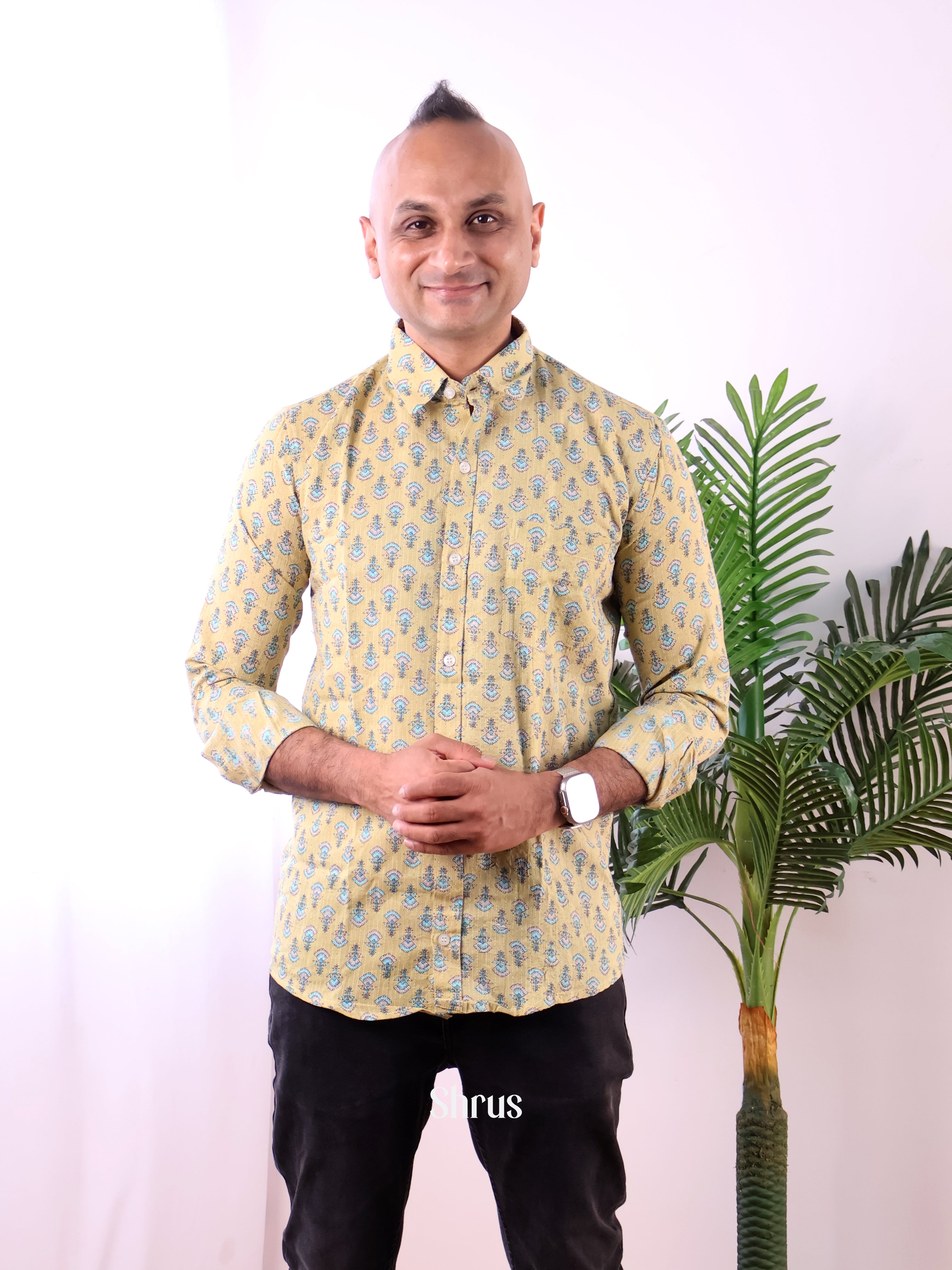 Pale Yellow - Readymade Mens Shirt - Shop on Shrus.com