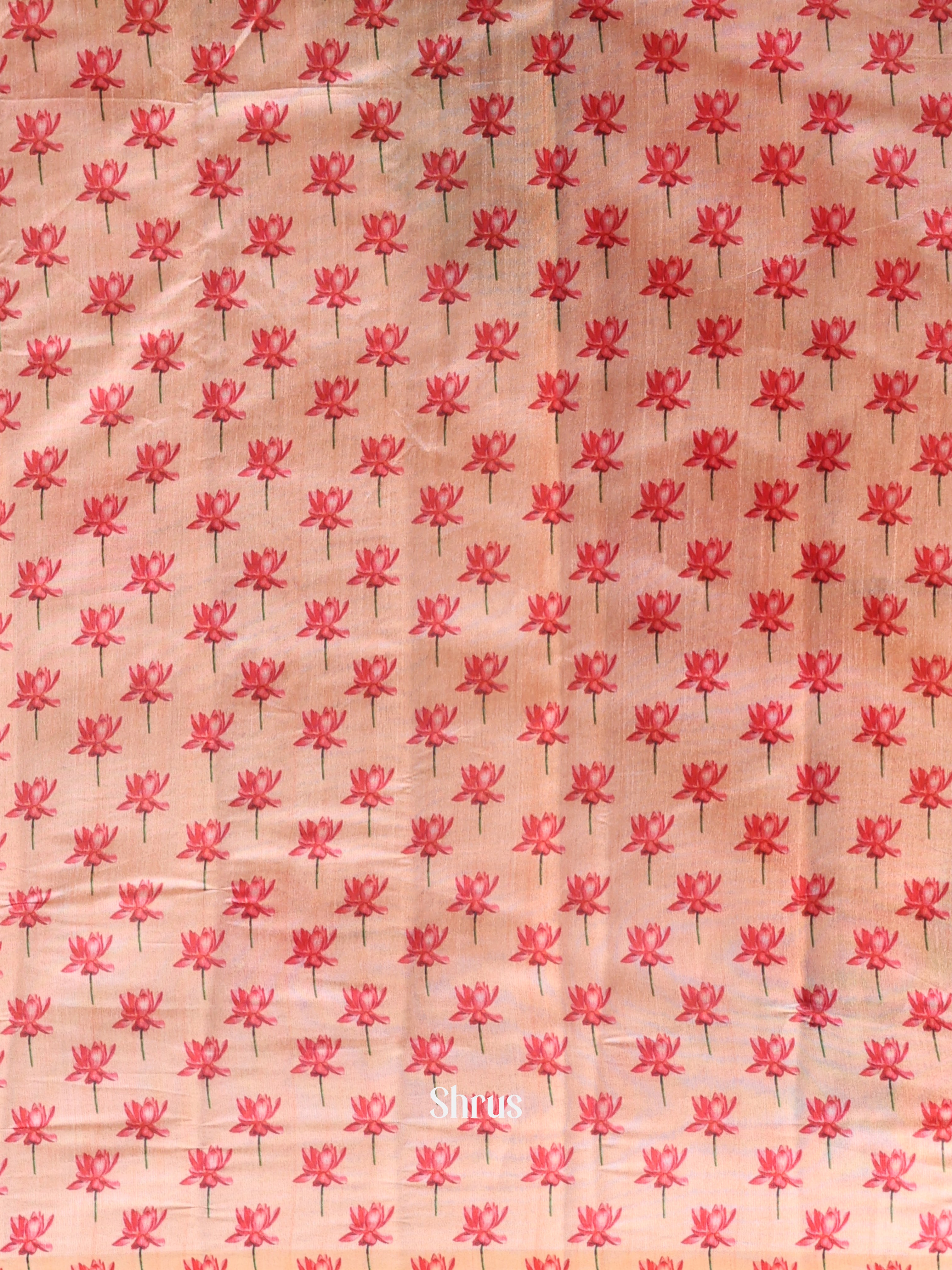 Peach - Semi Tussar Saree - Shop on Shrus.com