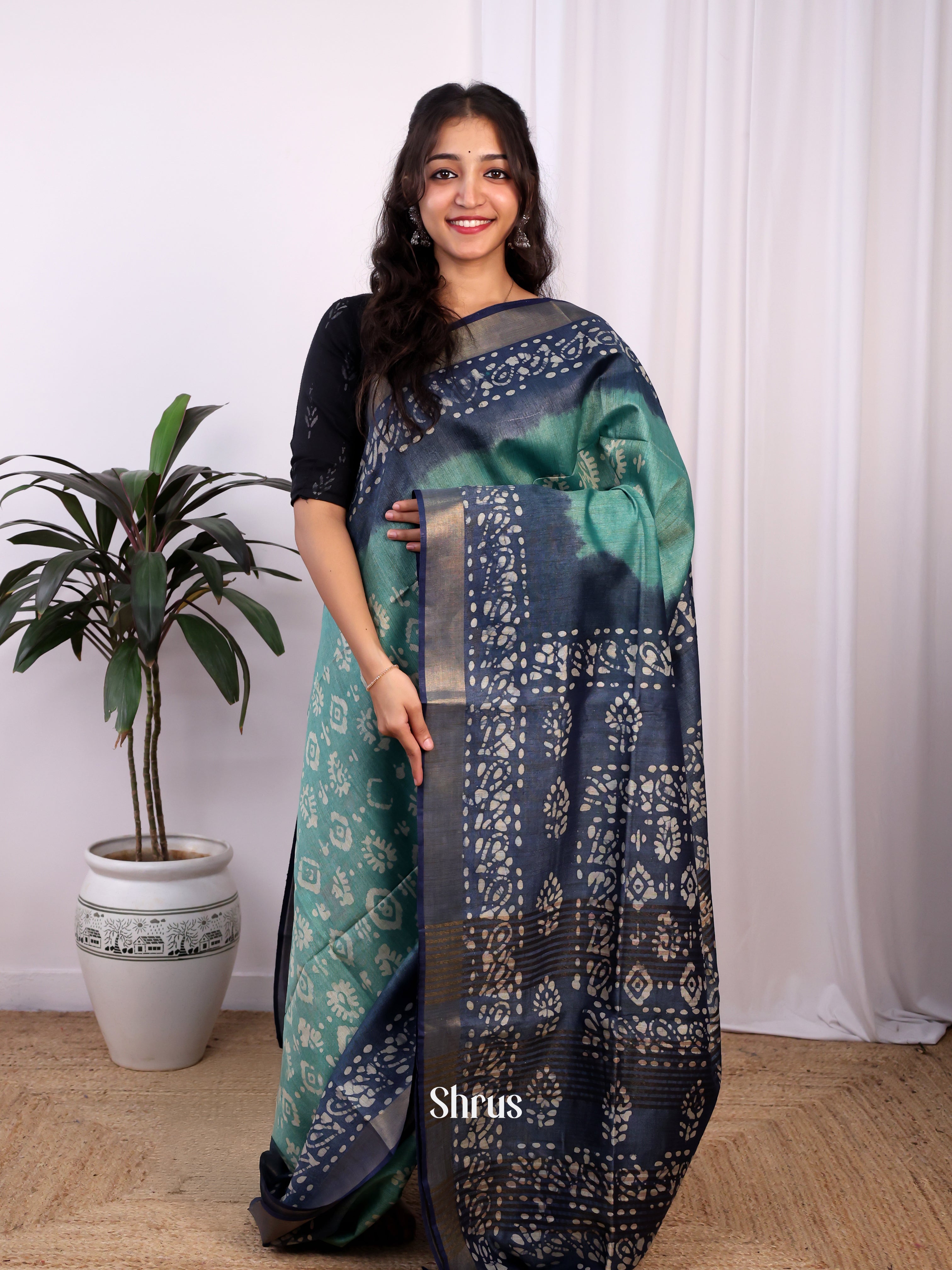 Green & Blue -Bhatik Saree - Shop on Shrus.com