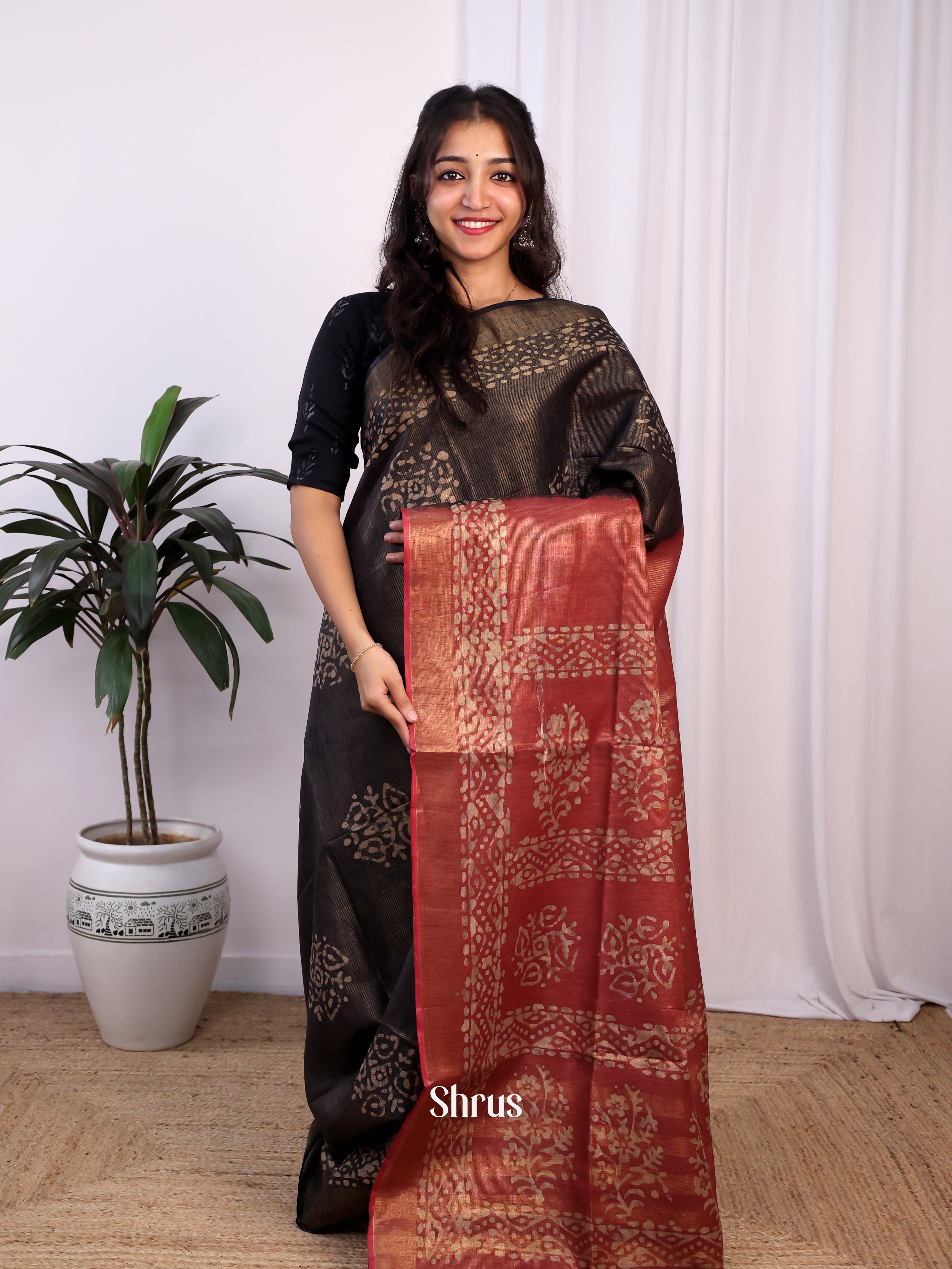 Black & Brown -Bhatik Saree - Shop on Shrus.com