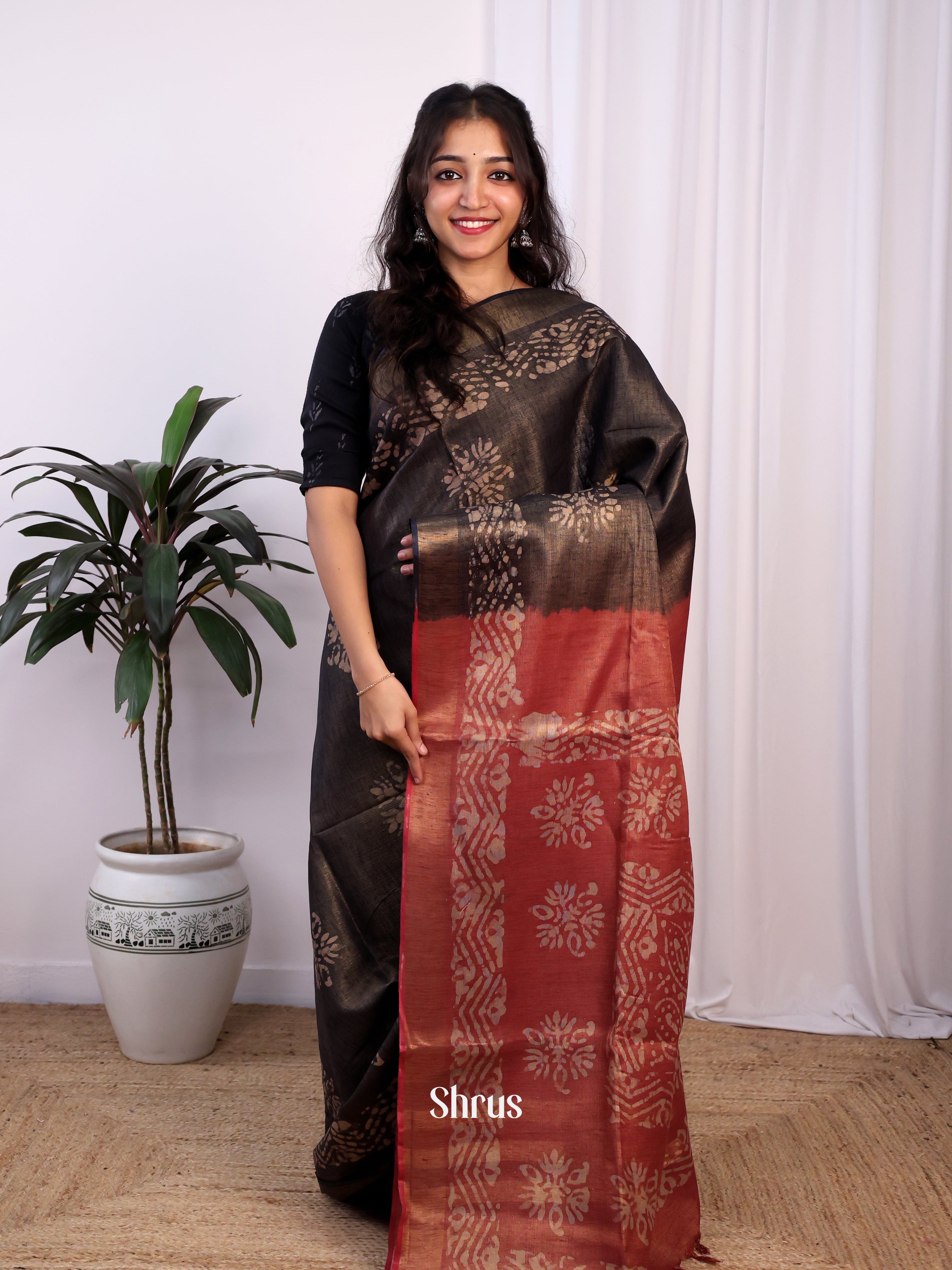Black & Brown -Bhatik Saree - Shop on Shrus.com