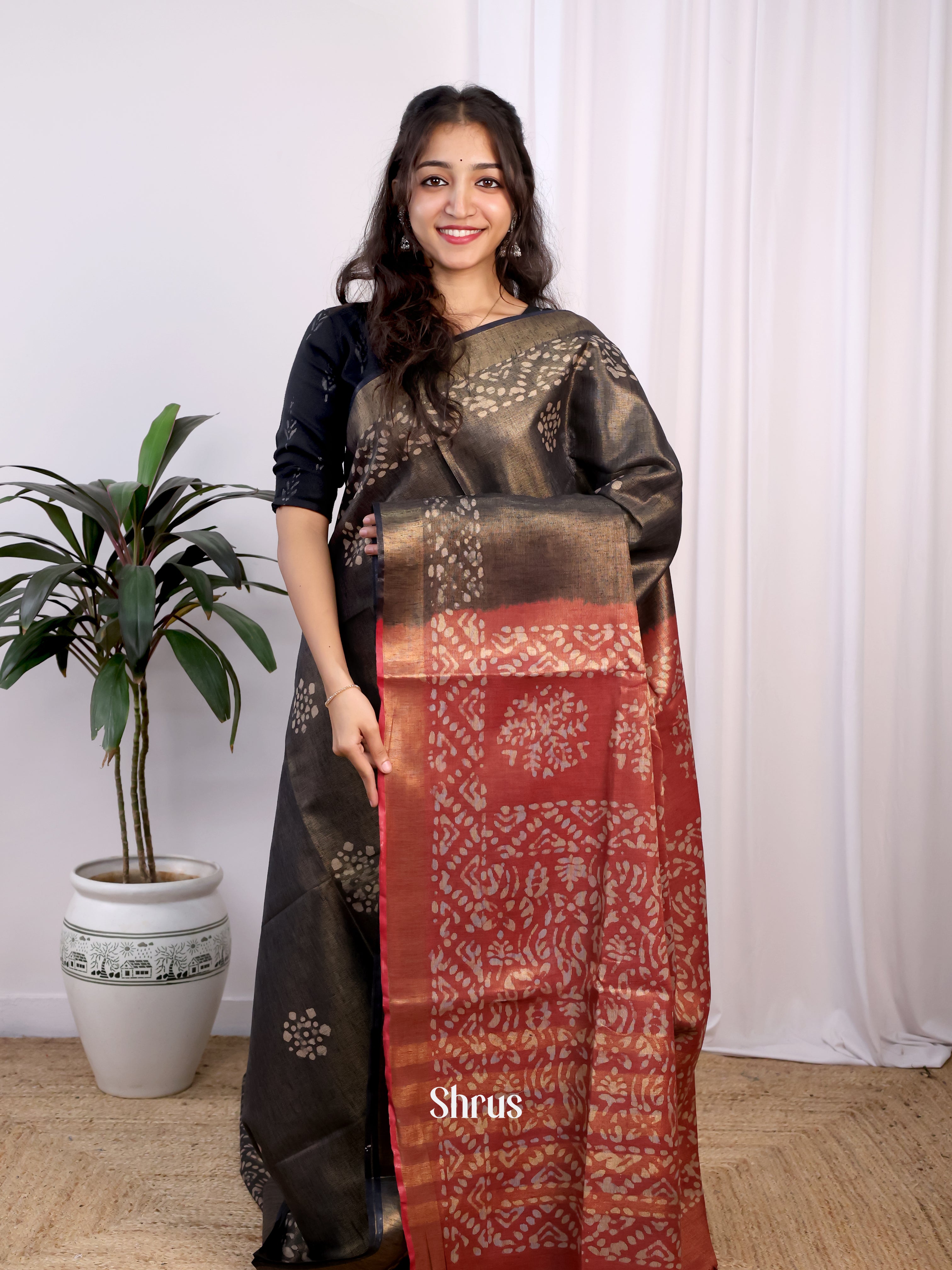 Black & Brown -Bhatik Saree - Shop on Shrus.com