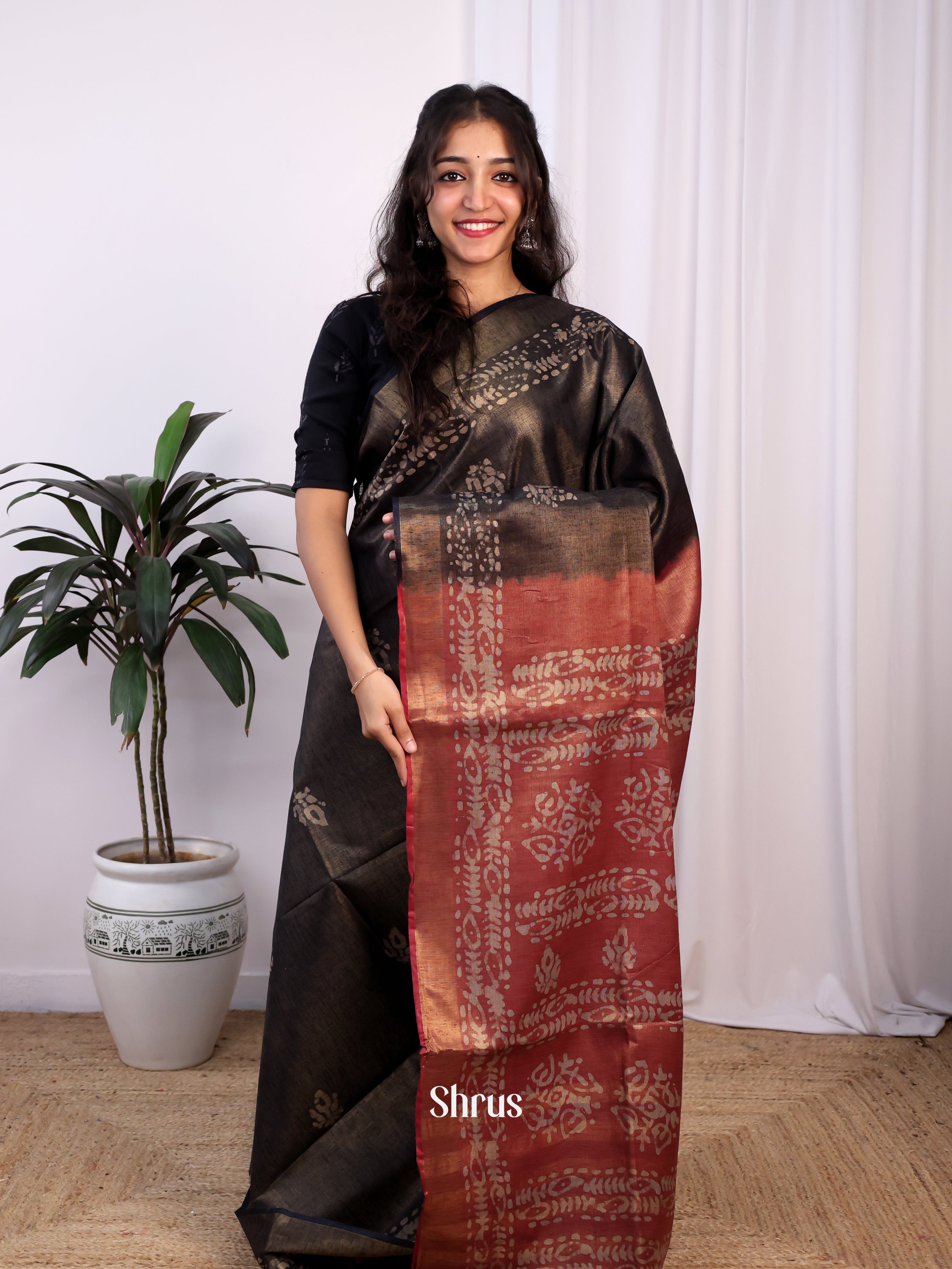 Black & Brown -Bhatik Saree - Shop on Shrus.com
