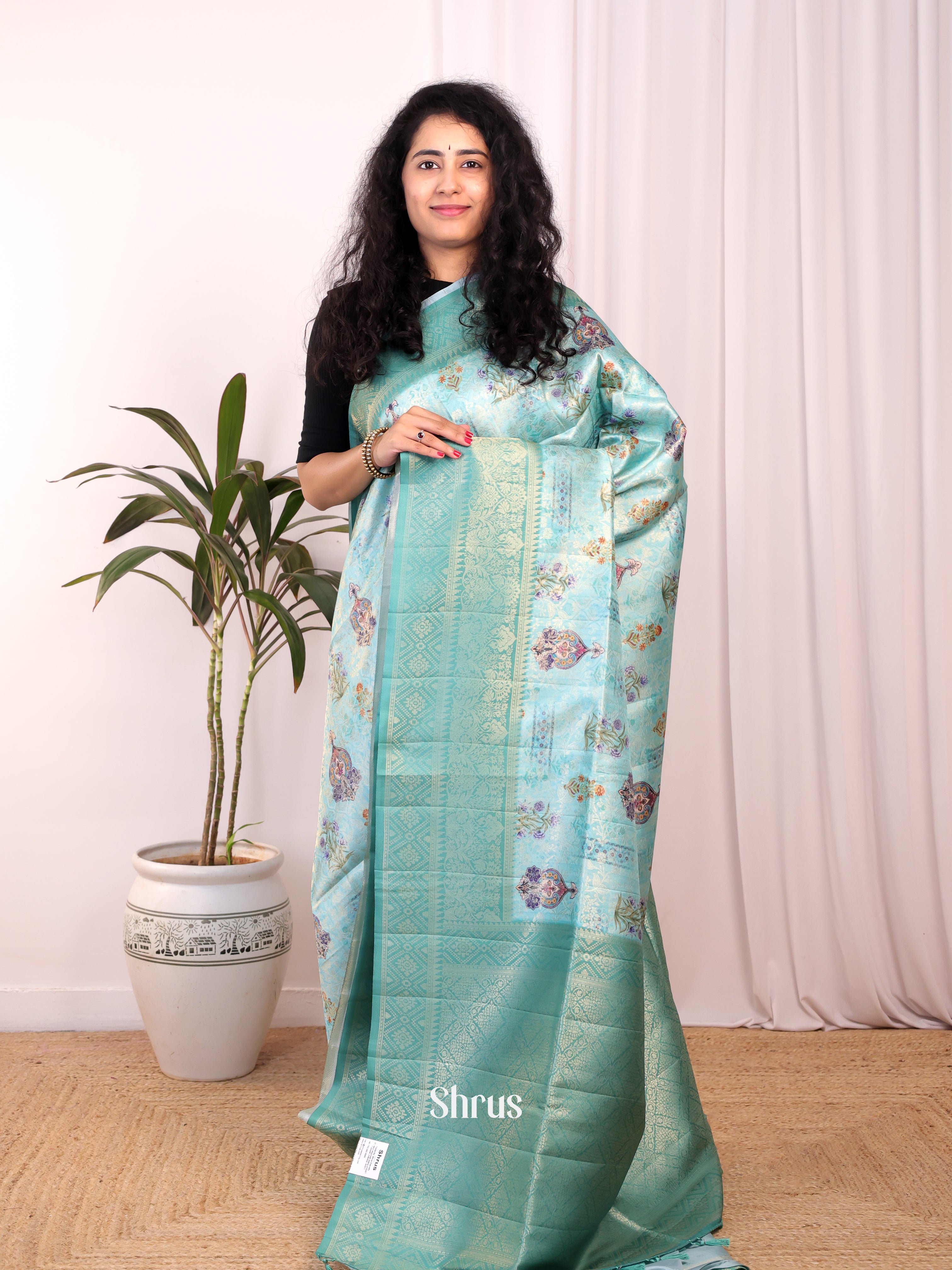 Blue - Semi Georgette Saree - Shop on Shrus.com