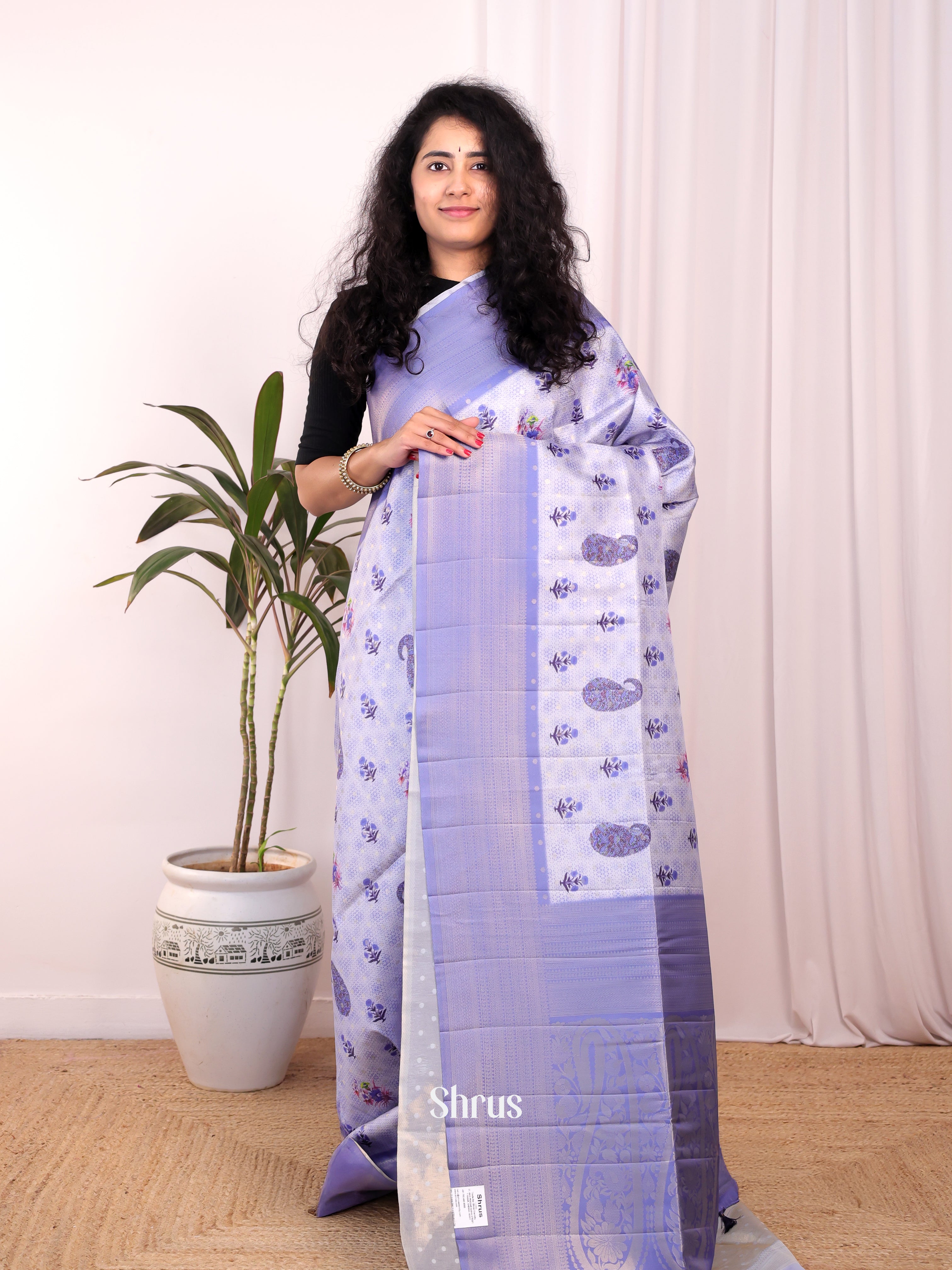 Purple - Semi Georgette Saree - Shop on Shrus.com
