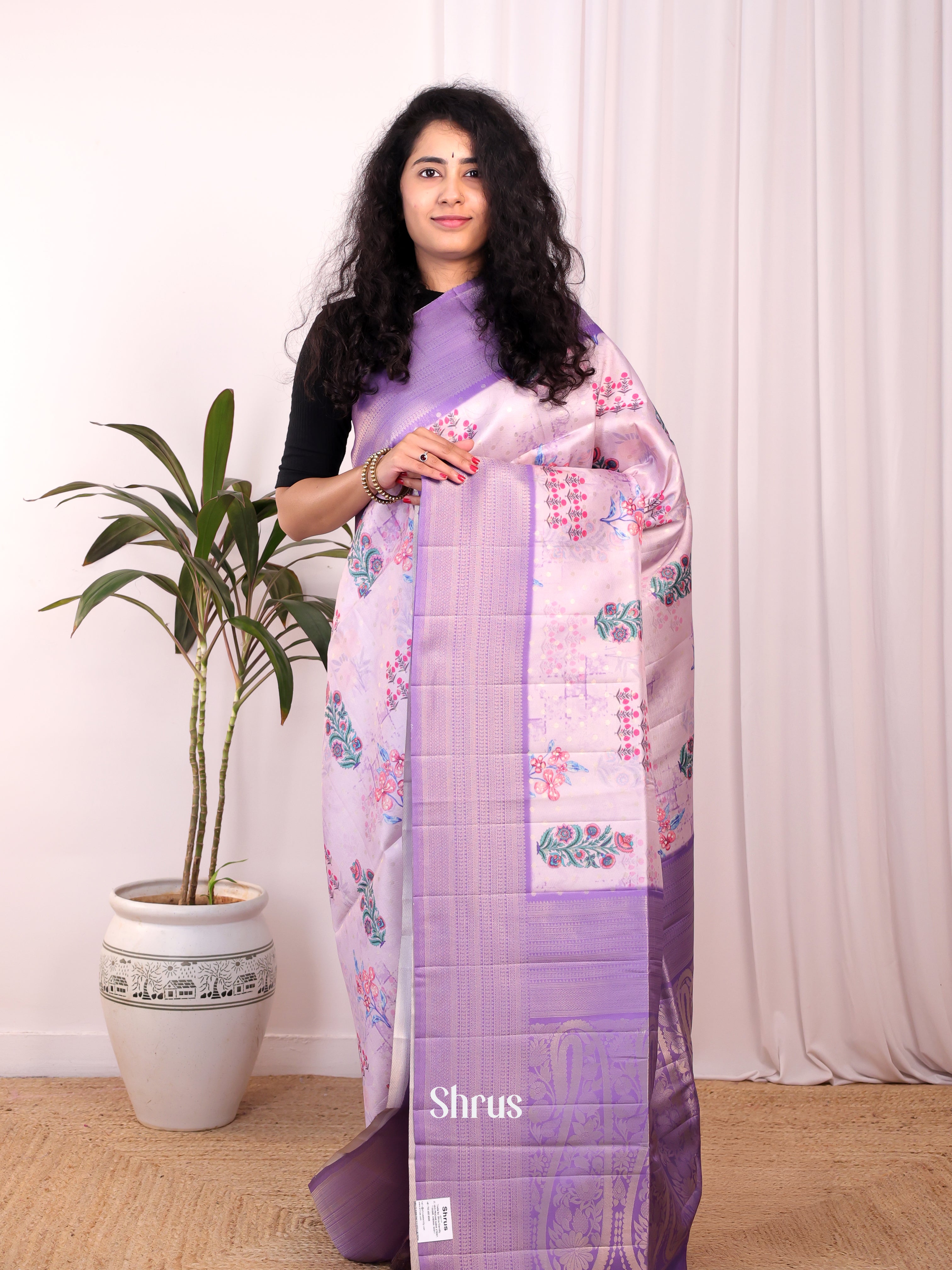 Purple- Semi Georgette Saree - Shop on Shrus.com