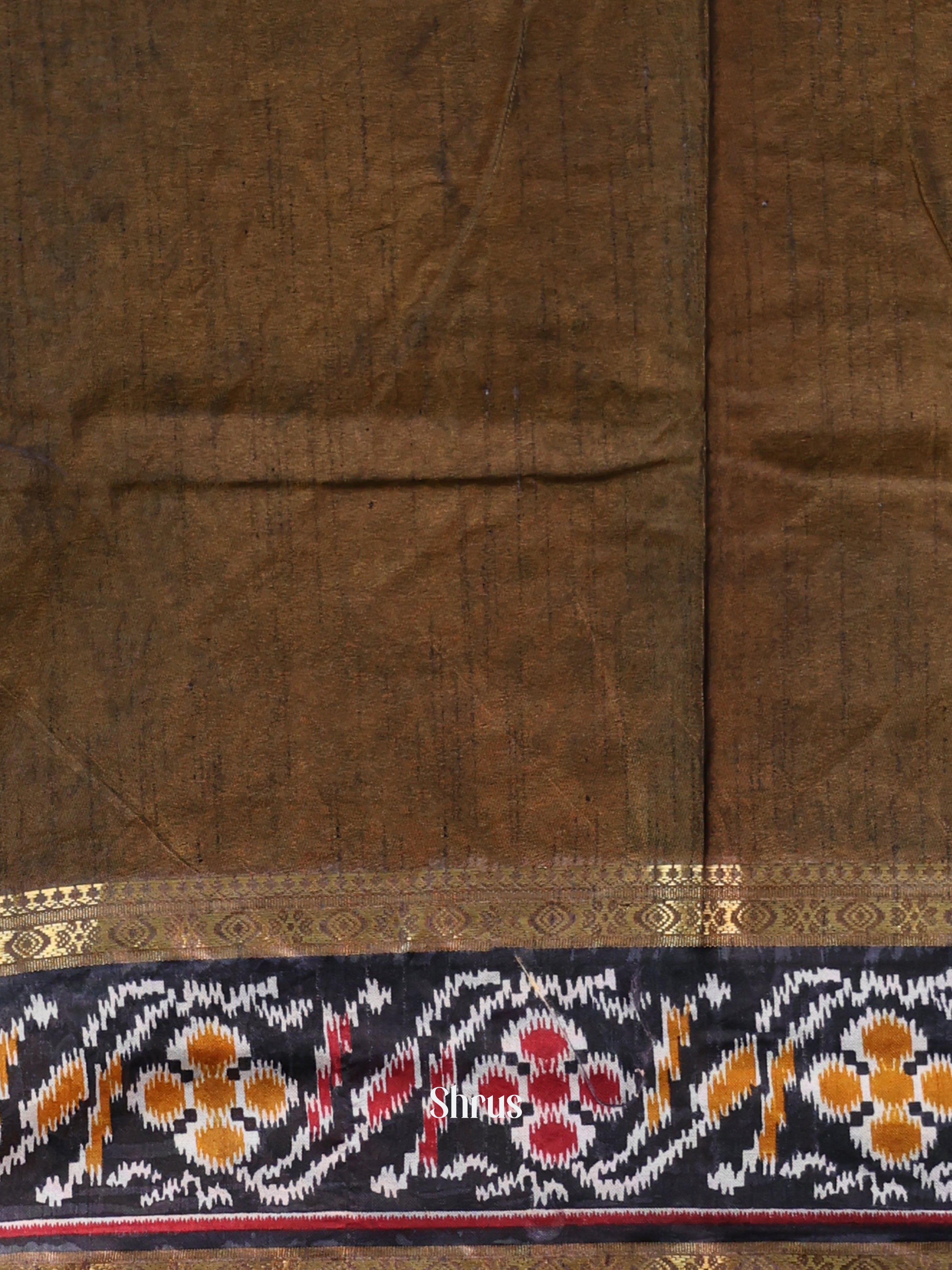 Mustard & Army Green- Semi Patola Saree - Shop on Shrus.com