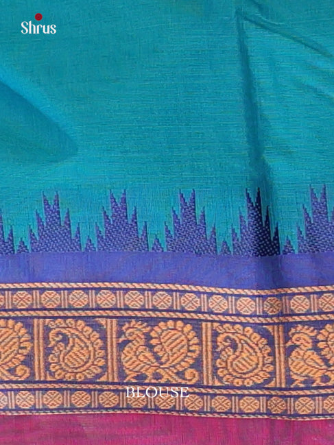 Teal & Blue - Chettinad Cotton Saree - Shop on Shrus.com