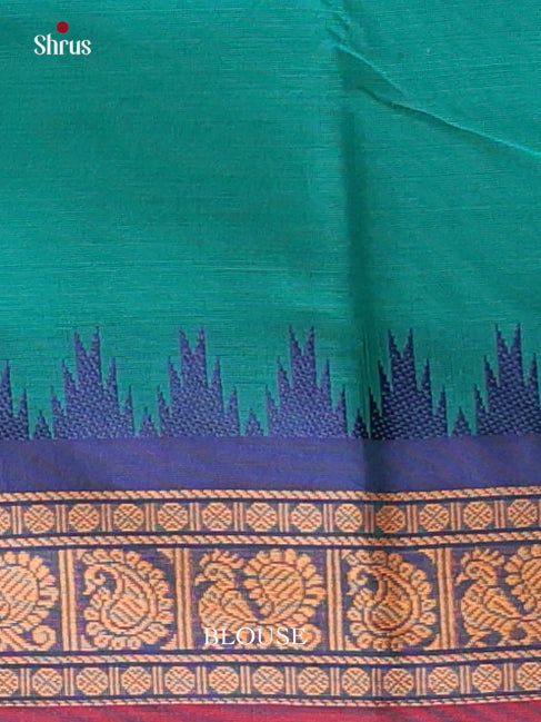 Teal & Blue - Chettinad Cotton Saree - Shop on Shrus.com