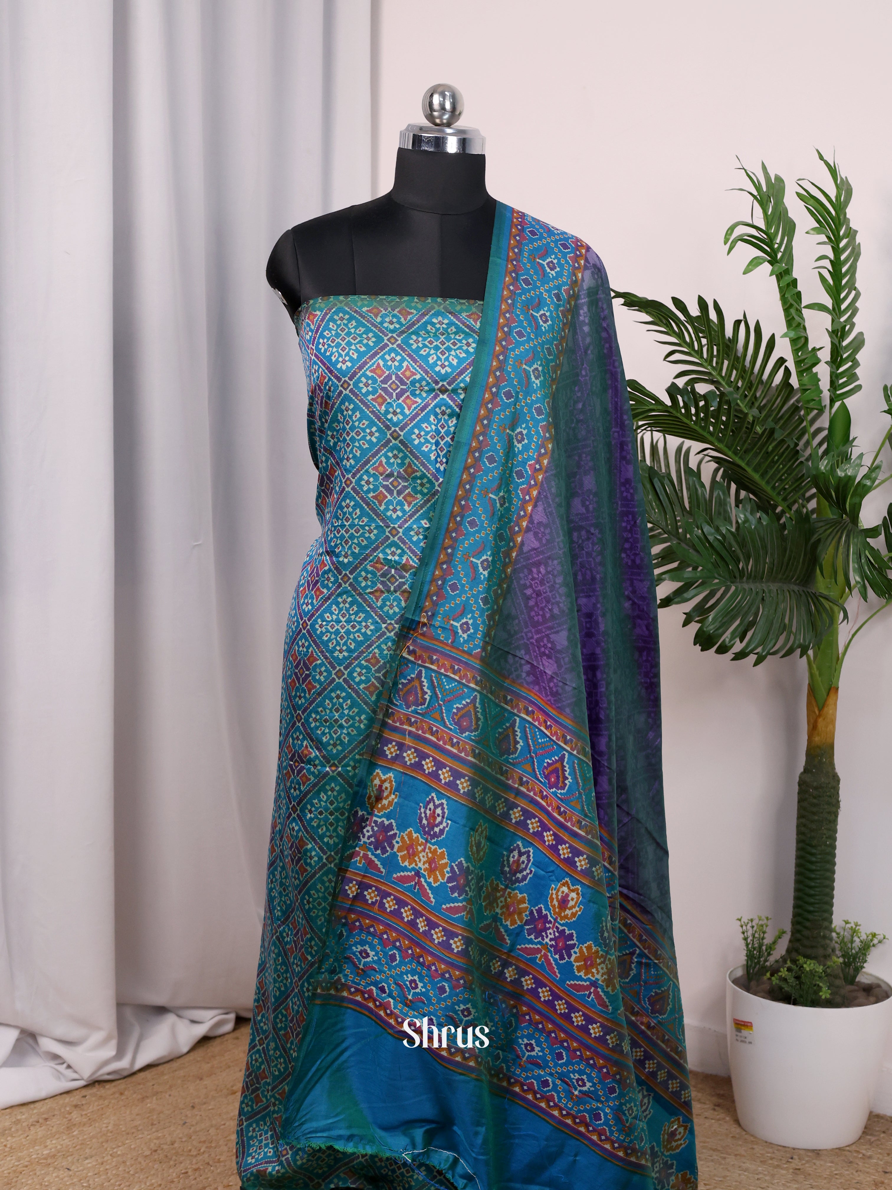 Blue & Purple - semi patola salwar - Shop on Shrus.com