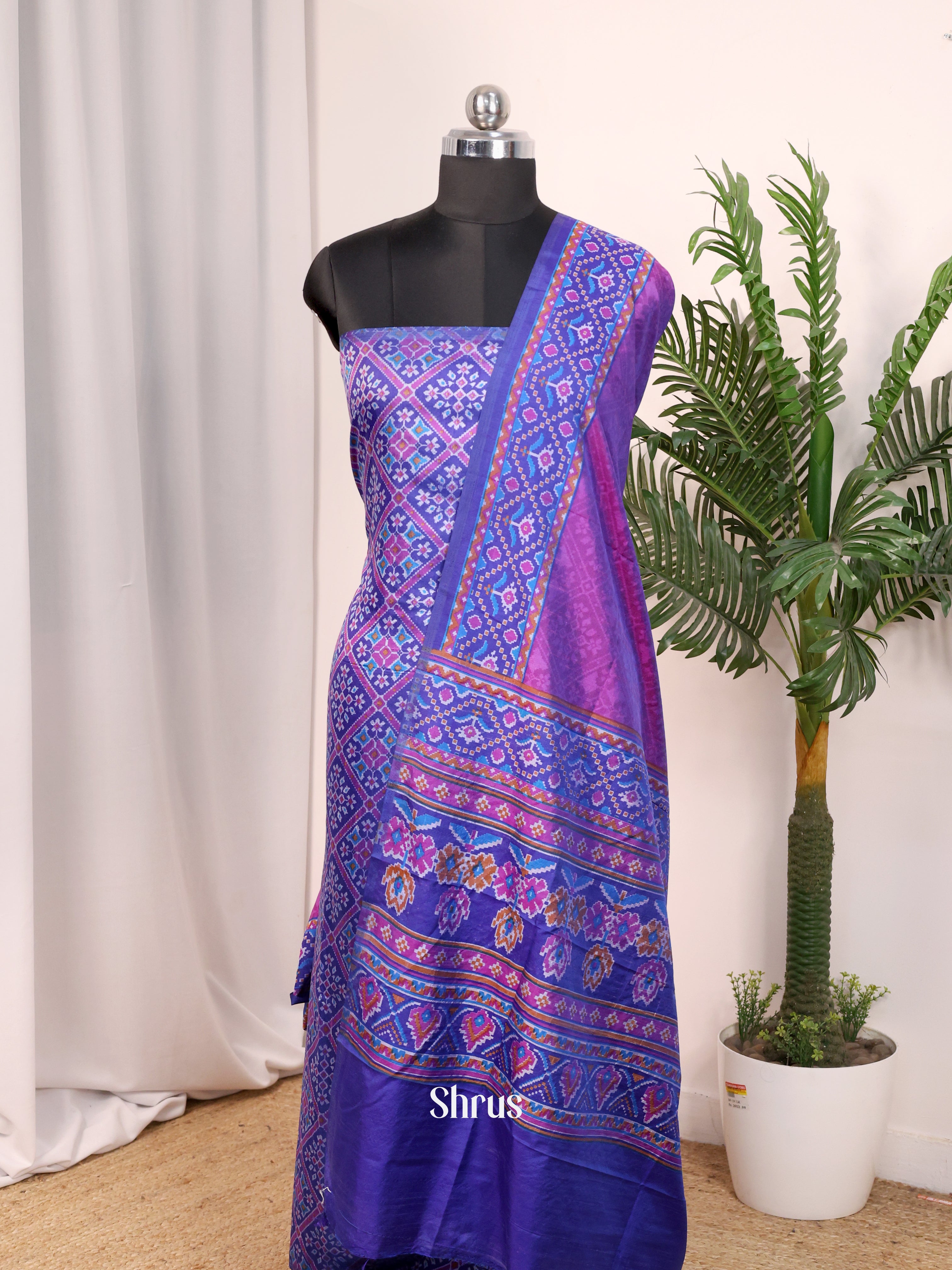 Blue & Purple-Semi patola salwar - Shop on Shrus.com