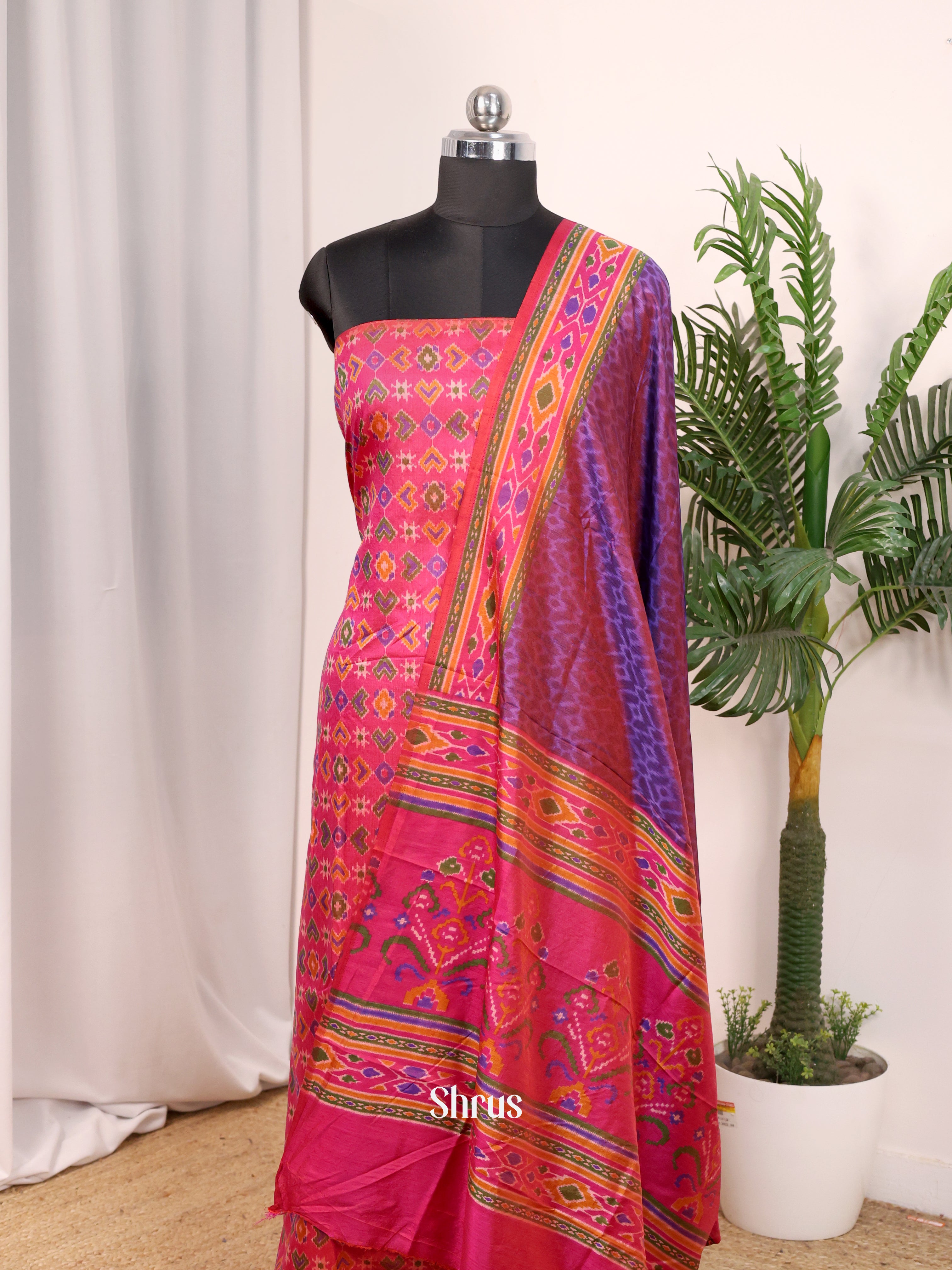 Rani Pink & Purple - Semi patola salwar - Shop on Shrus.com