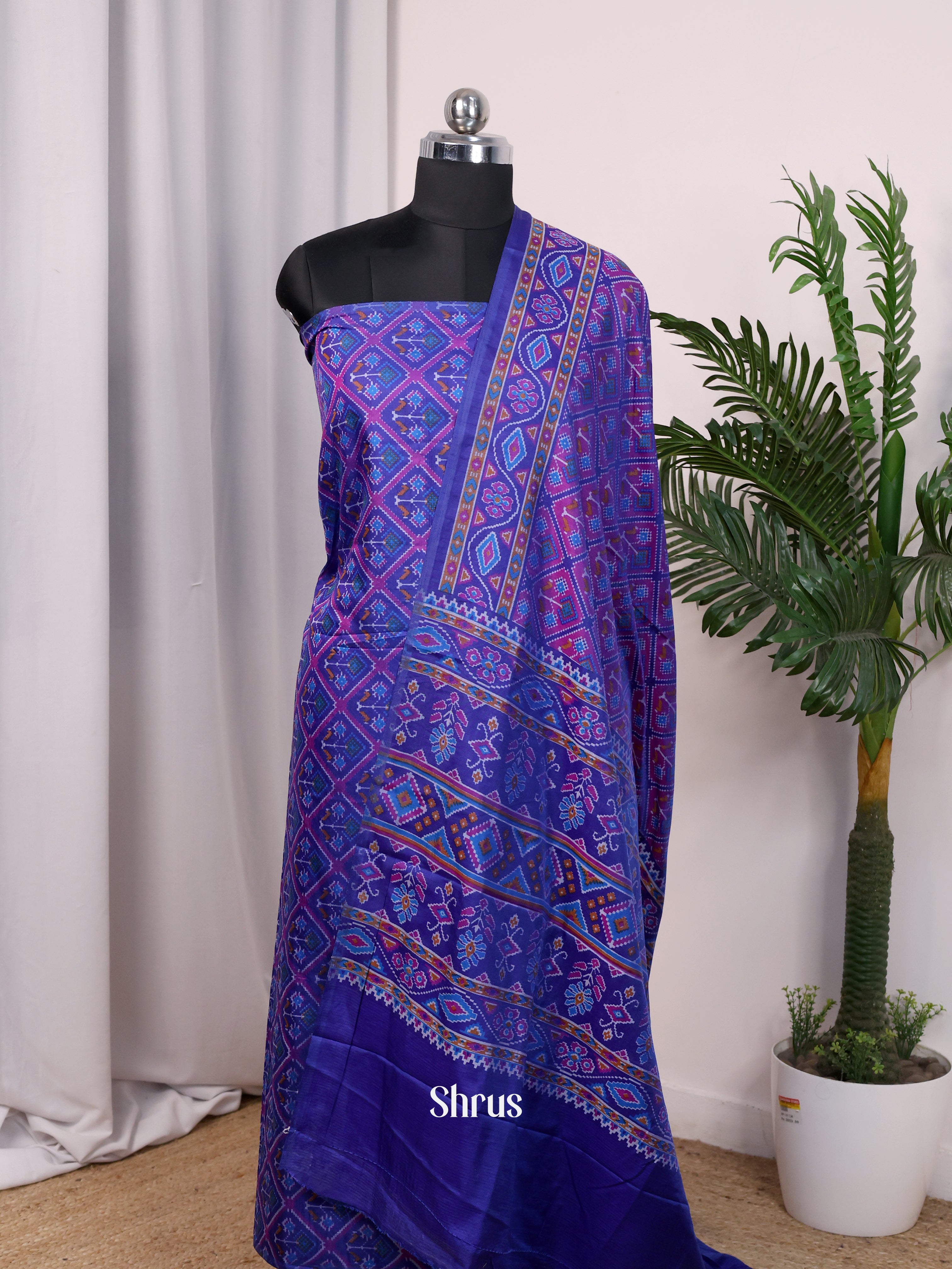 Blue & Purple - semi patola salwar - Shop on Shrus.com