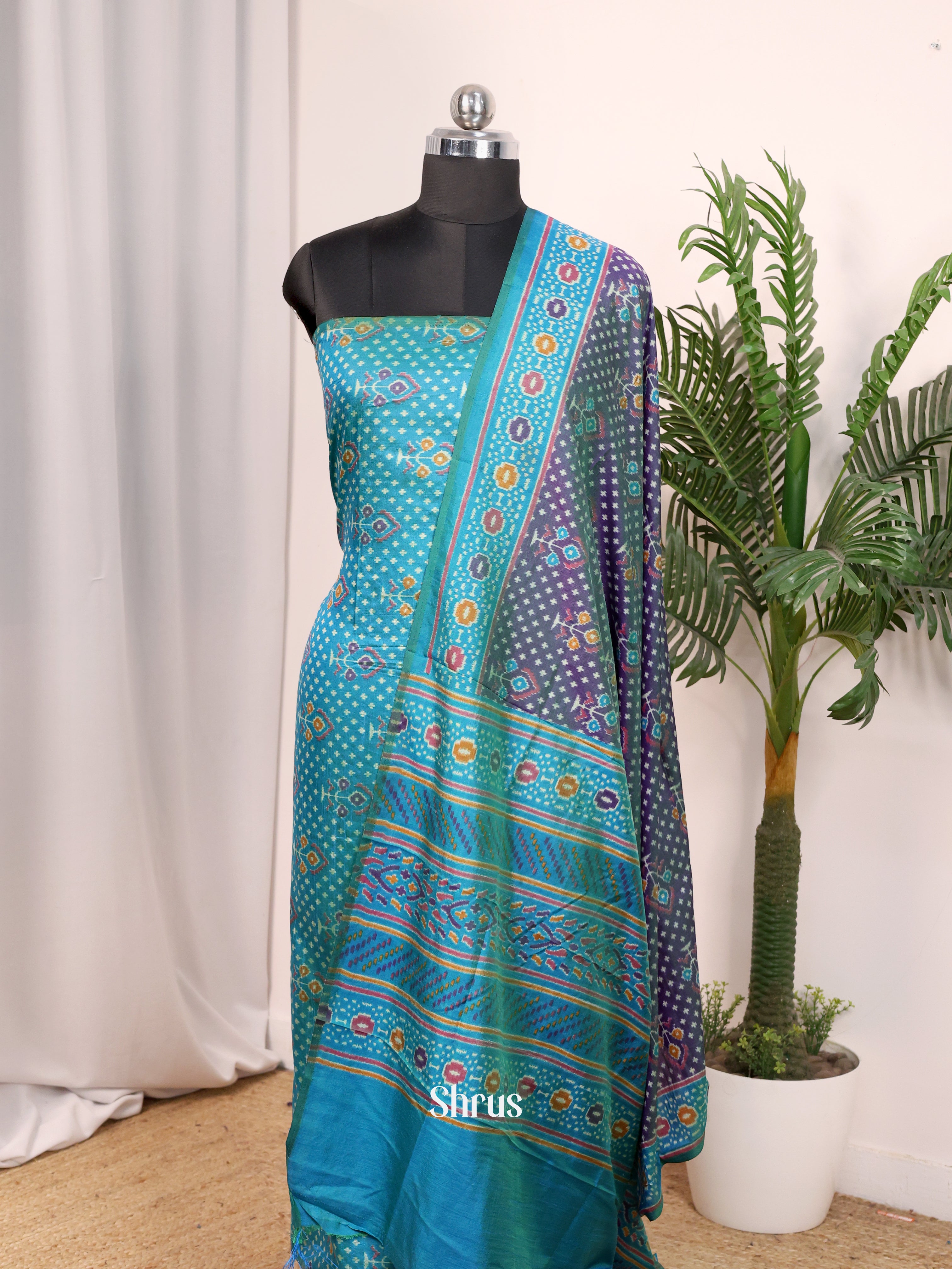 Teal & Purple- Semi patola salwar - Shop on Shrus.com
