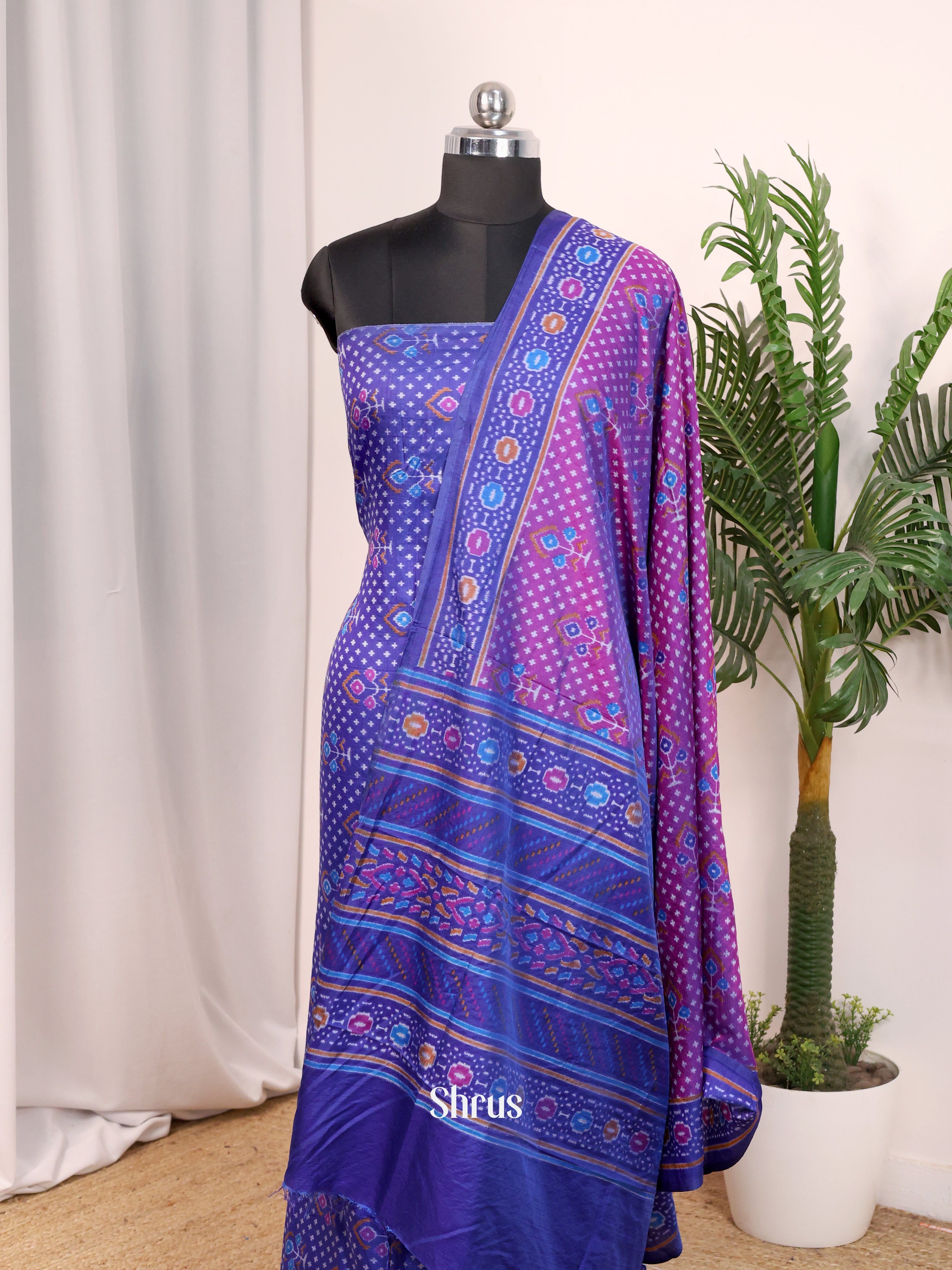 Blue & Purple- semi patola salwar - Shop on Shrus.com