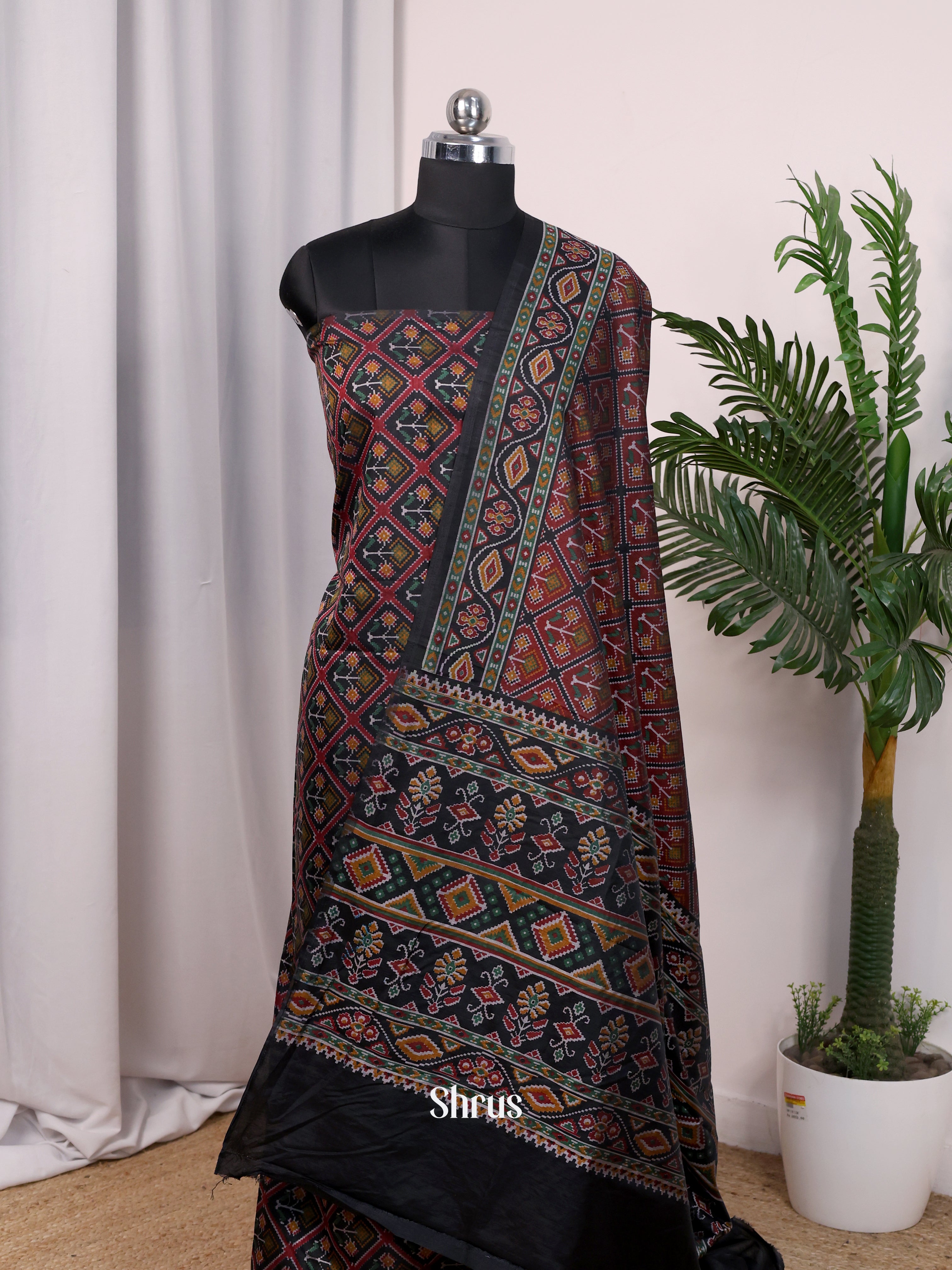 Black & Maroon- semi patola salwar - Shop on Shrus.com