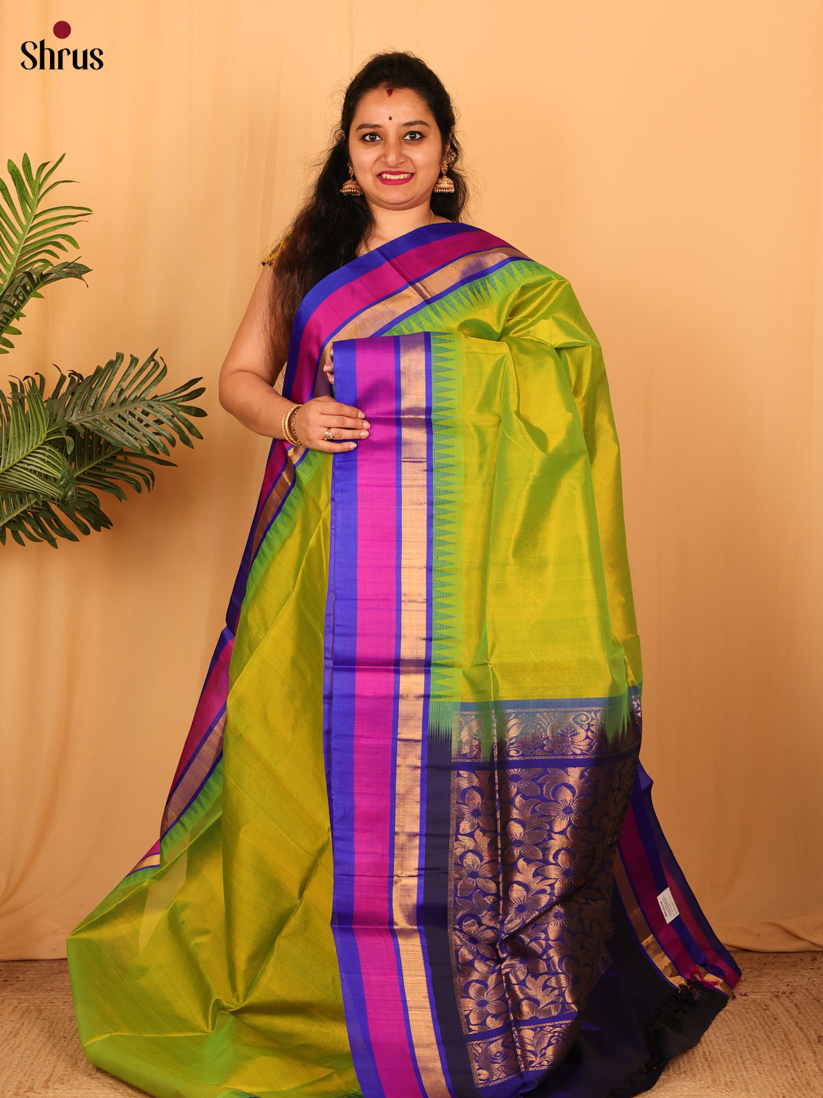 Green & Blue - Silk Cotton Saree - Shop on Shrus.com
