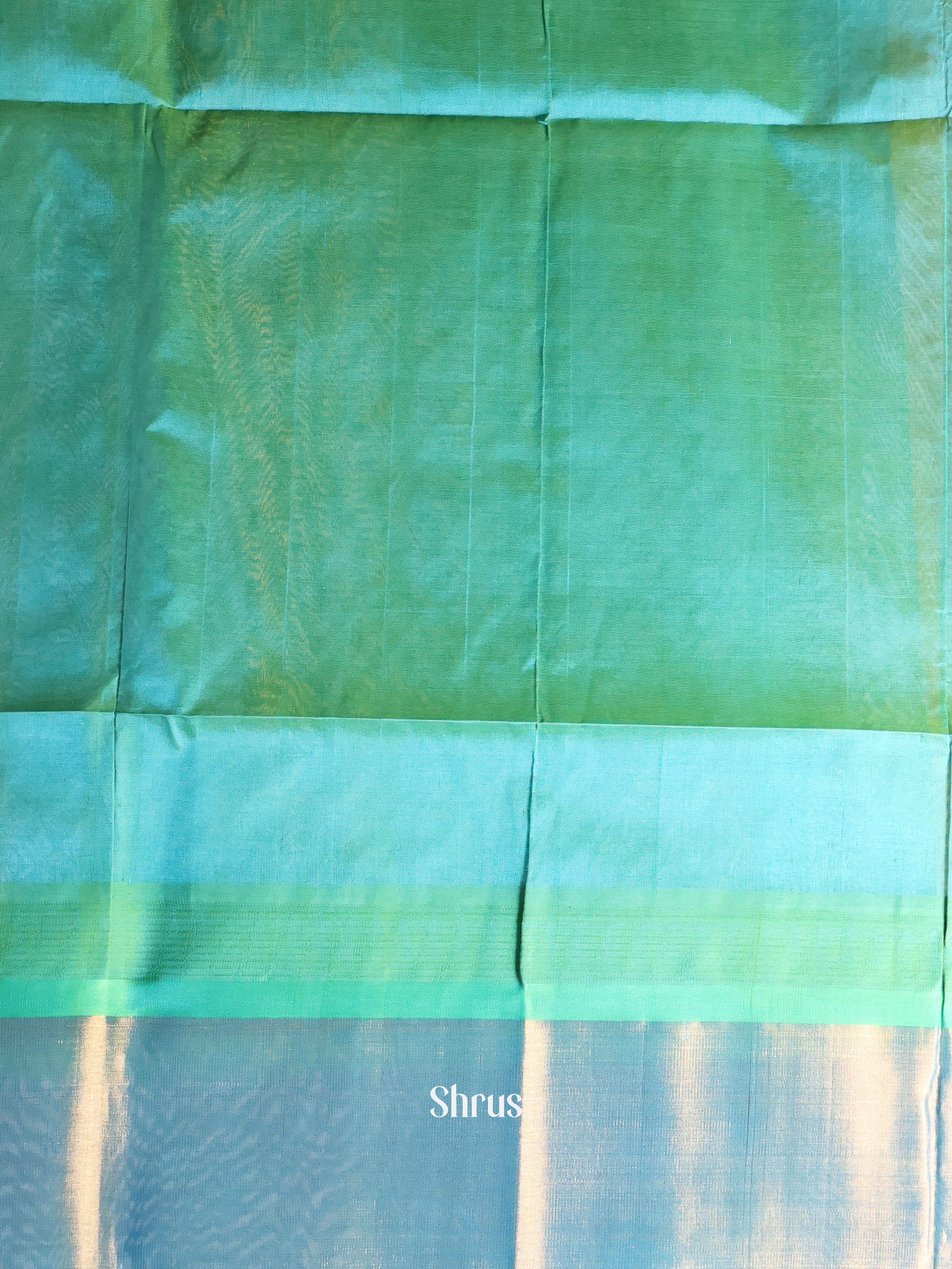 Yellow & Teal Green - Silk Cotton Saree - Shop on Shrus.com
