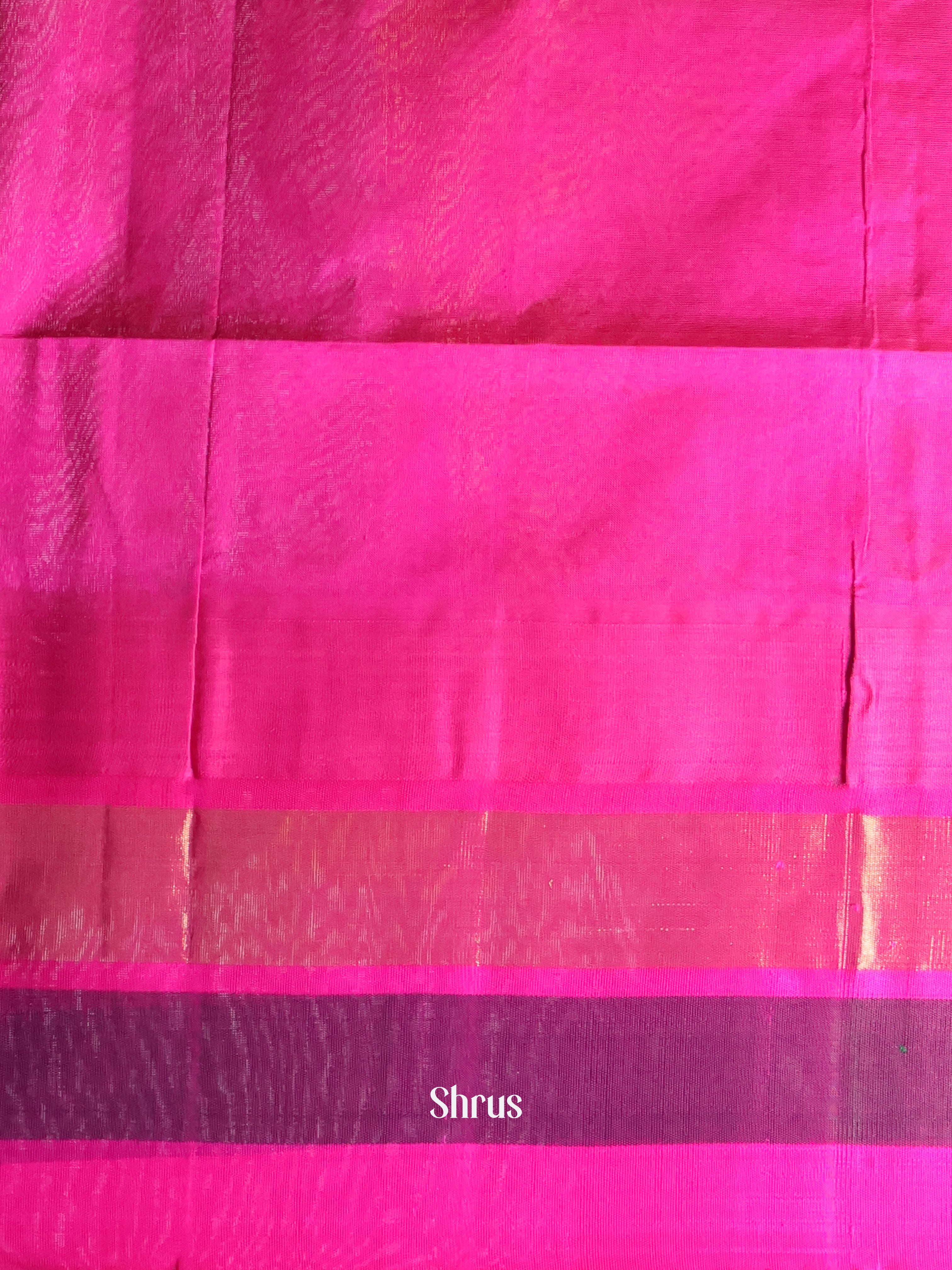 Vibrant Green Silk Cotton Saree With Contrast Pink And Brown Zari Woven Temple Border -1