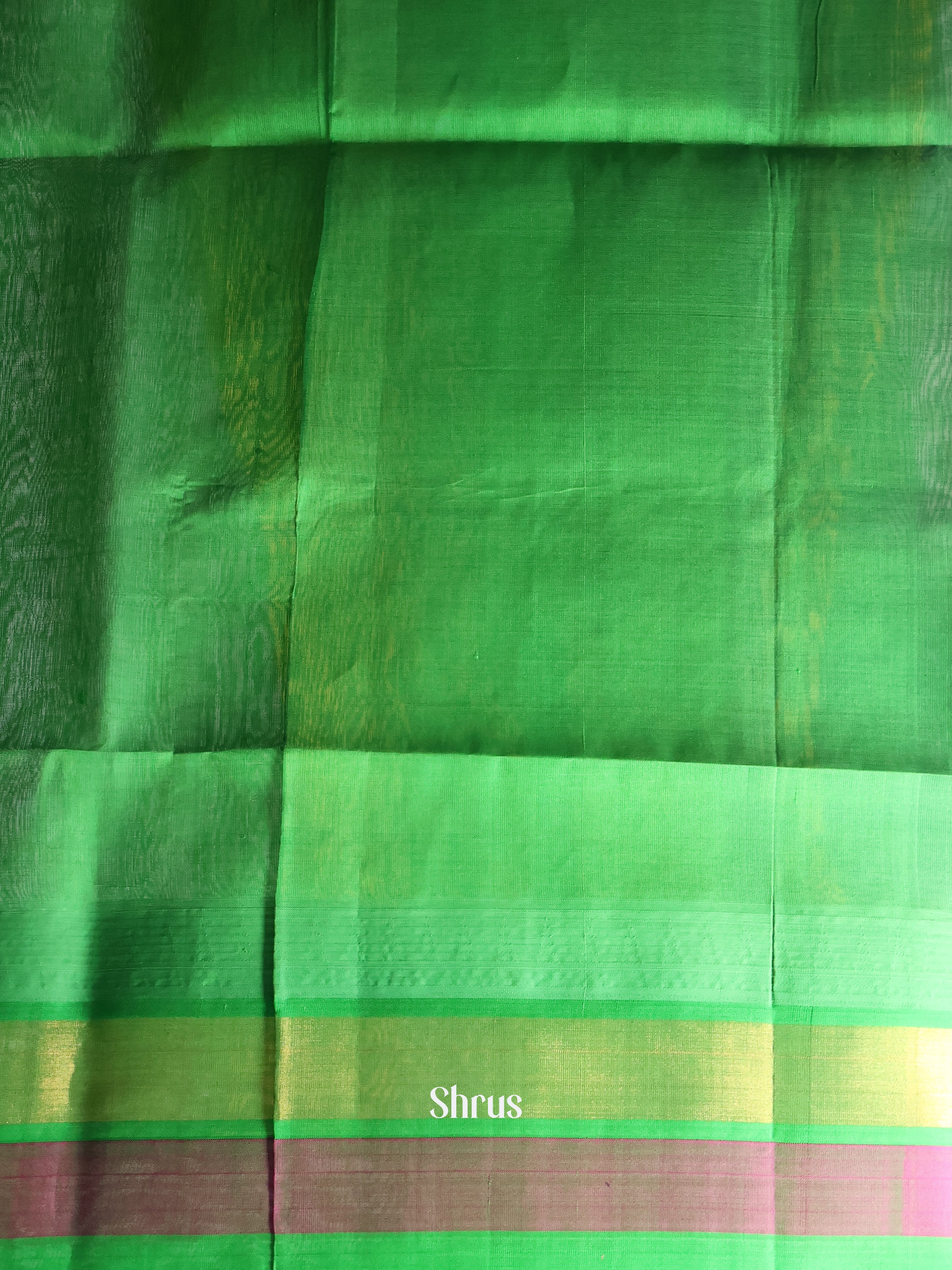 Bold Violet Silk Cotton Saree With Contrast Green And Purple Zari Woven Temple Border - Shop on Shrus.com