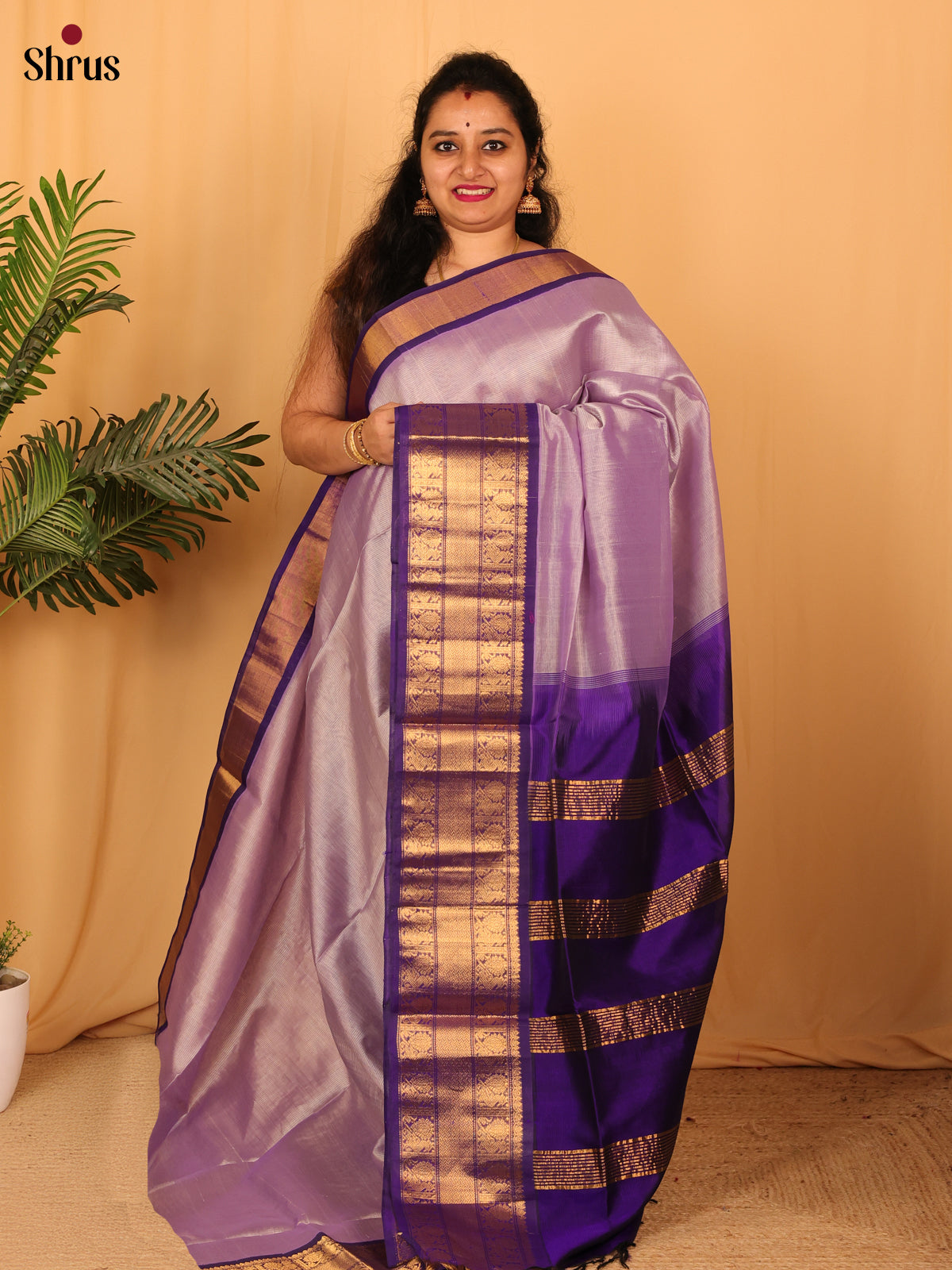 Lavender & Violet- Silk Cotton Saree - Shop on Shrus.com