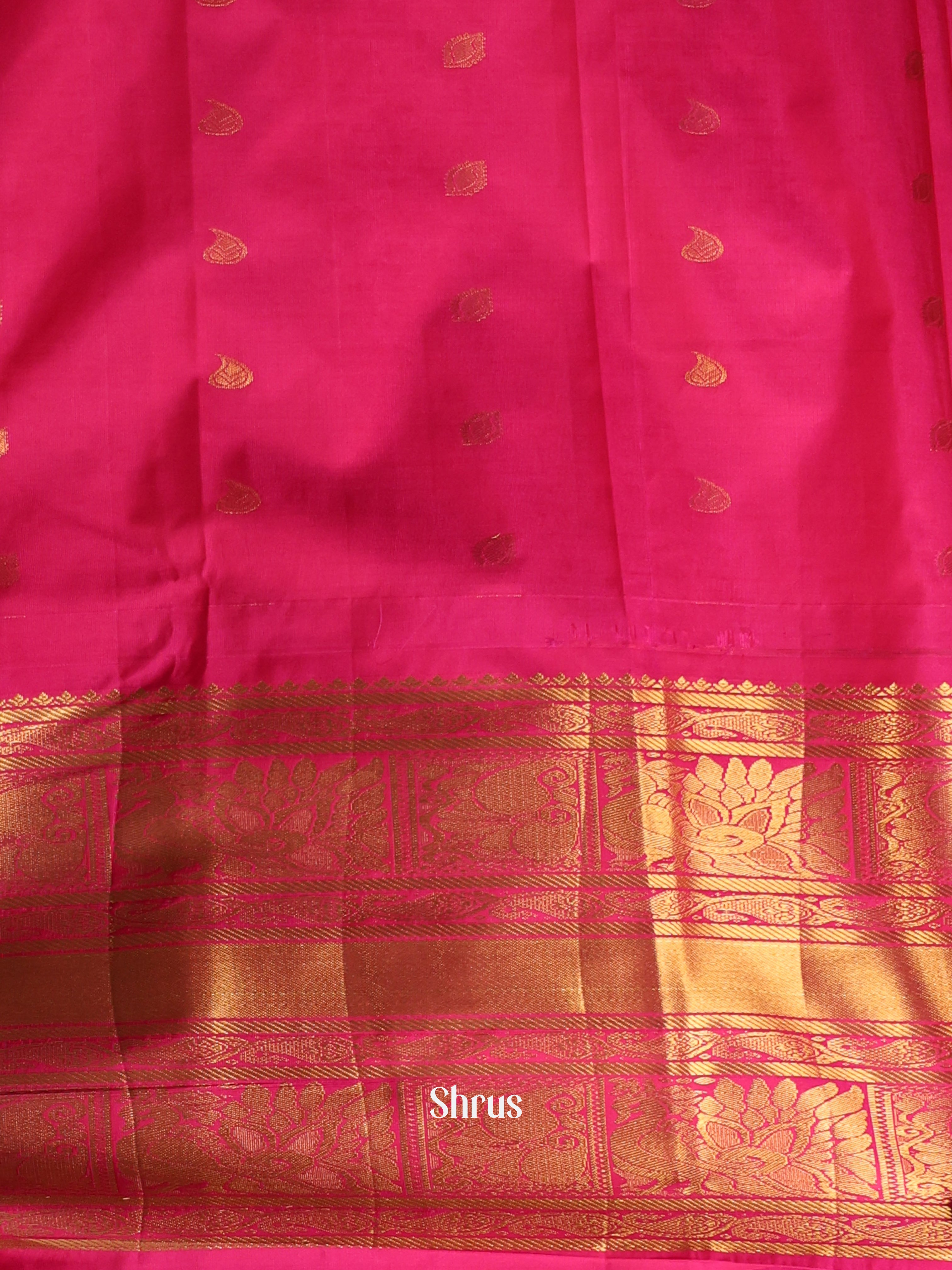 Green & Pink - Gadwal halfpure Saree - Shop on Shrus.com