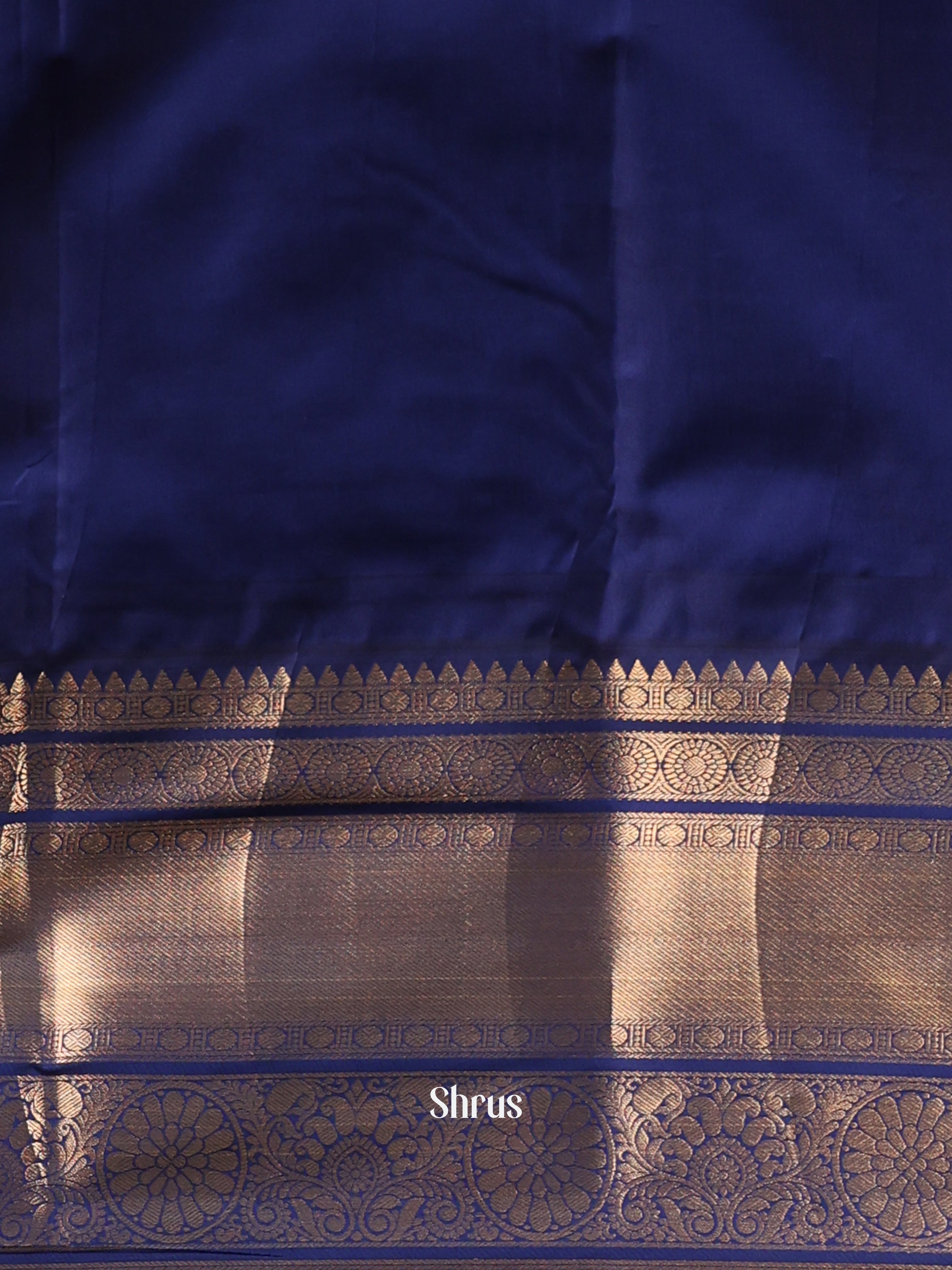 Yellow & Blue - Gadwal halfpure Saree - Shop on Shrus.com